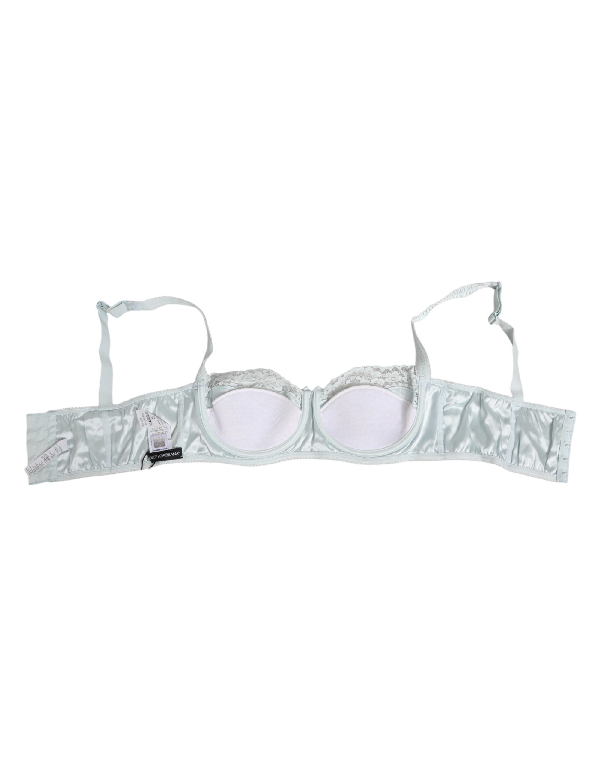 Dolce & Gabbana Light Blue Silk Semi-Padded Balconette Underwear Dolce & Gabbana
