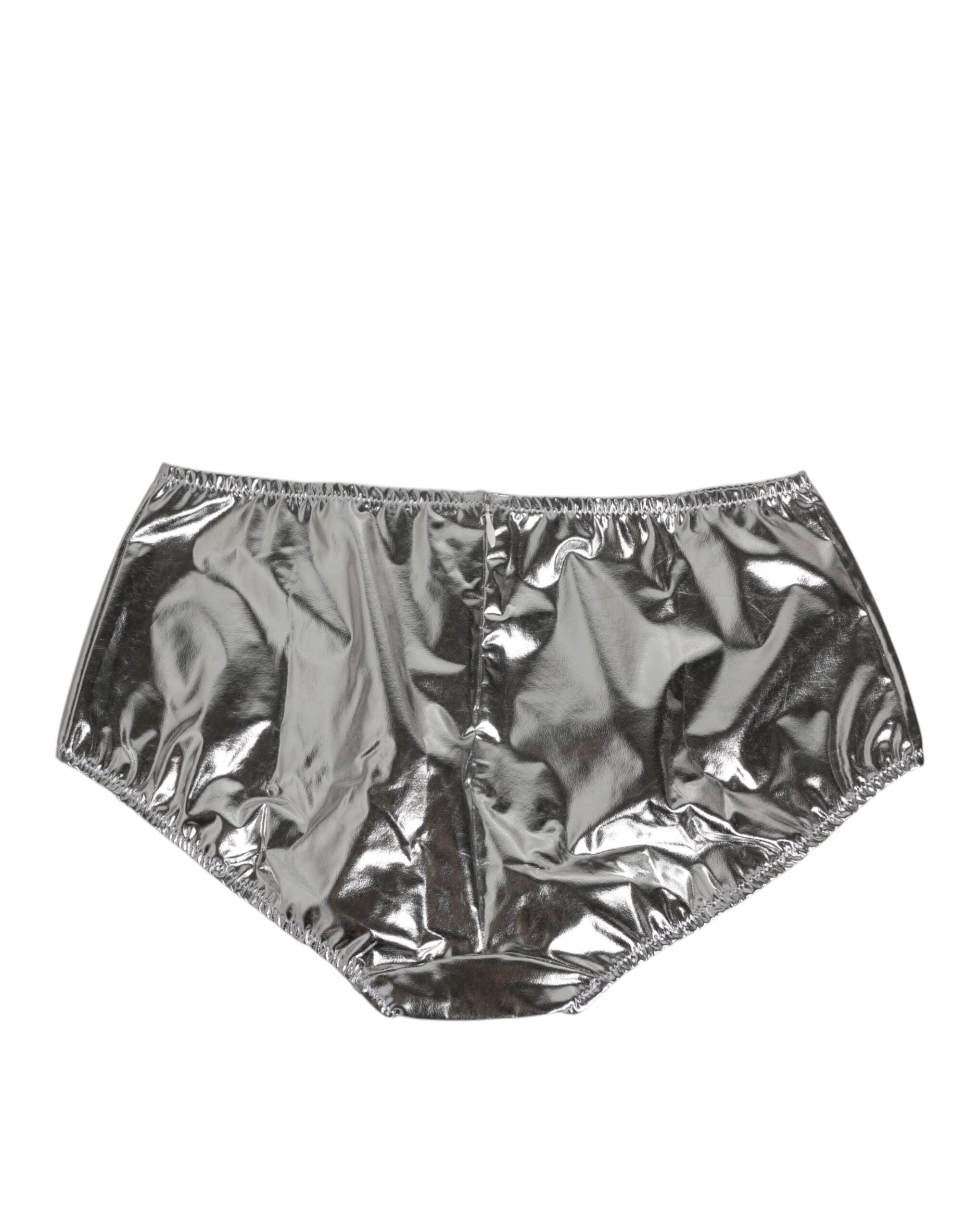 Dolce & Gabbana Silver Metallic High Waist Bikini Bottom Women  Underwear Dolce & Gabbana
