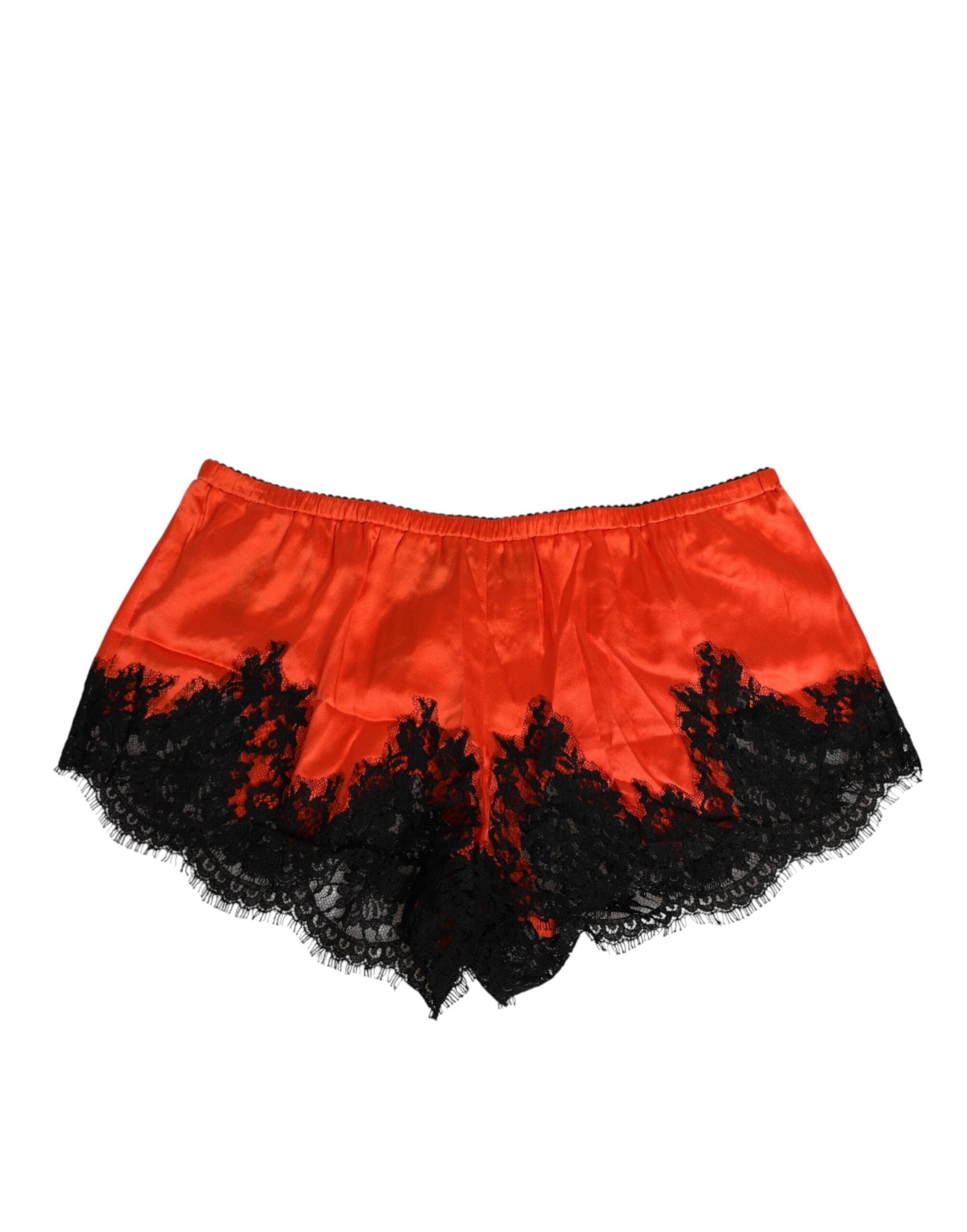 Dolce & Gabbana Red Silk Satin Lace Shorts Underwear Dolce & Gabbana