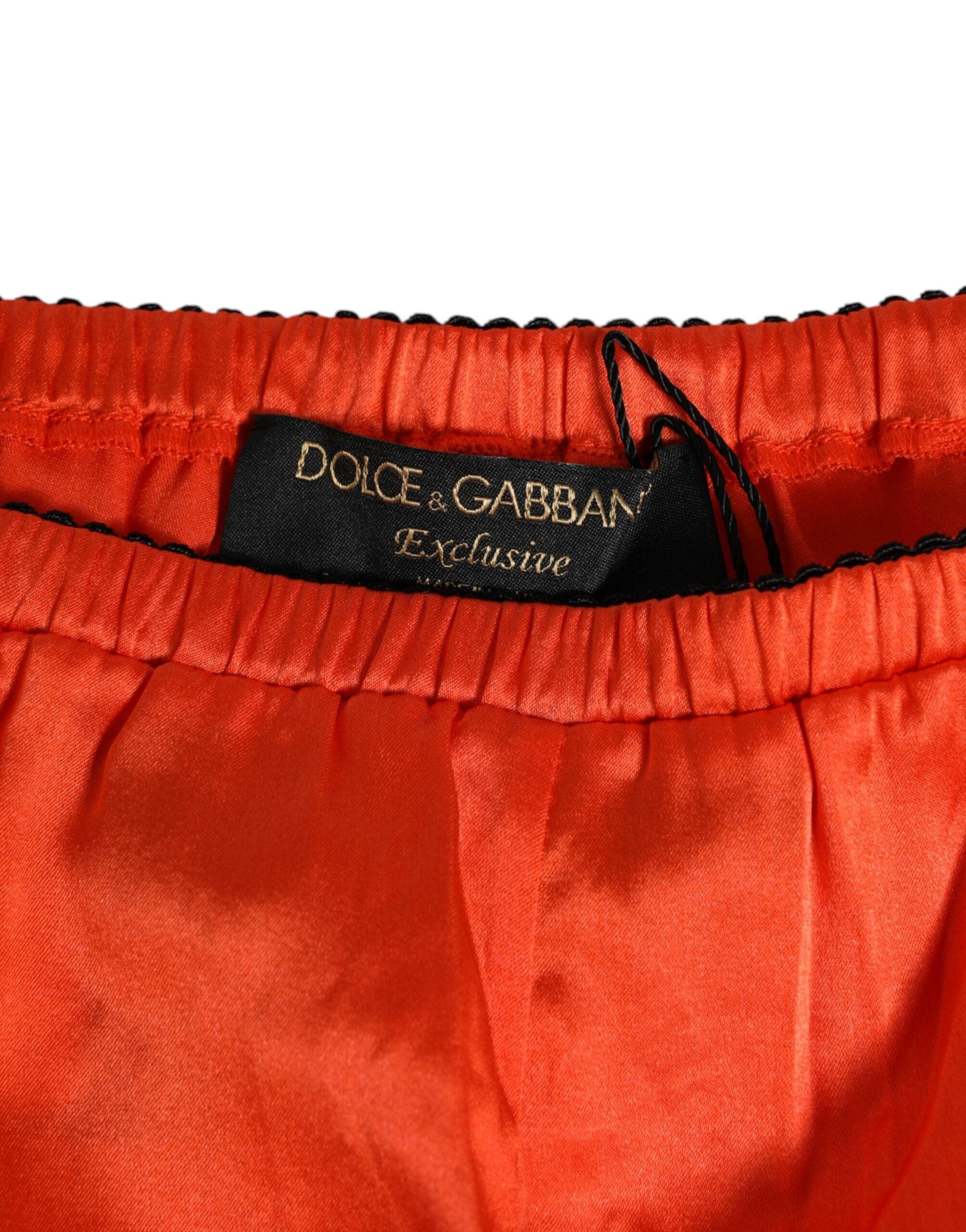 Dolce & Gabbana Red Silk Satin Lace Shorts Underwear Dolce & Gabbana
