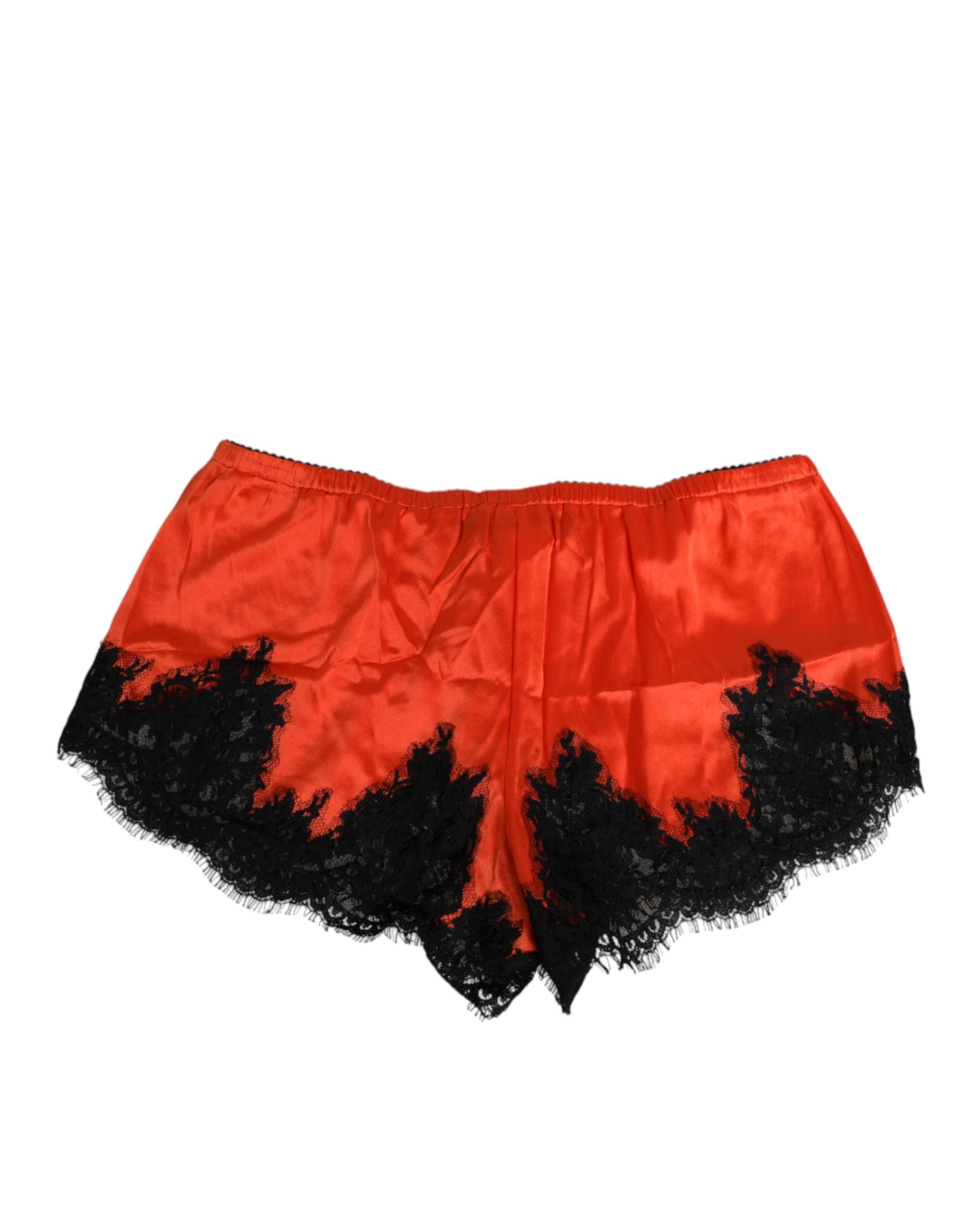 Dolce & Gabbana Red Silk Satin Lace Shorts Underwear Dolce & Gabbana
