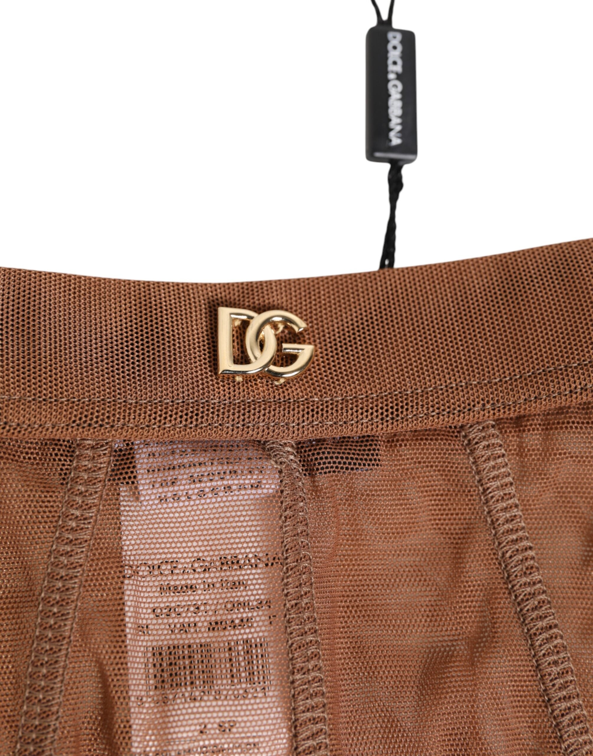 Dolce & Gabbana Brown Sheer Mesh High Waist Briefs Underwear Dolce & Gabbana