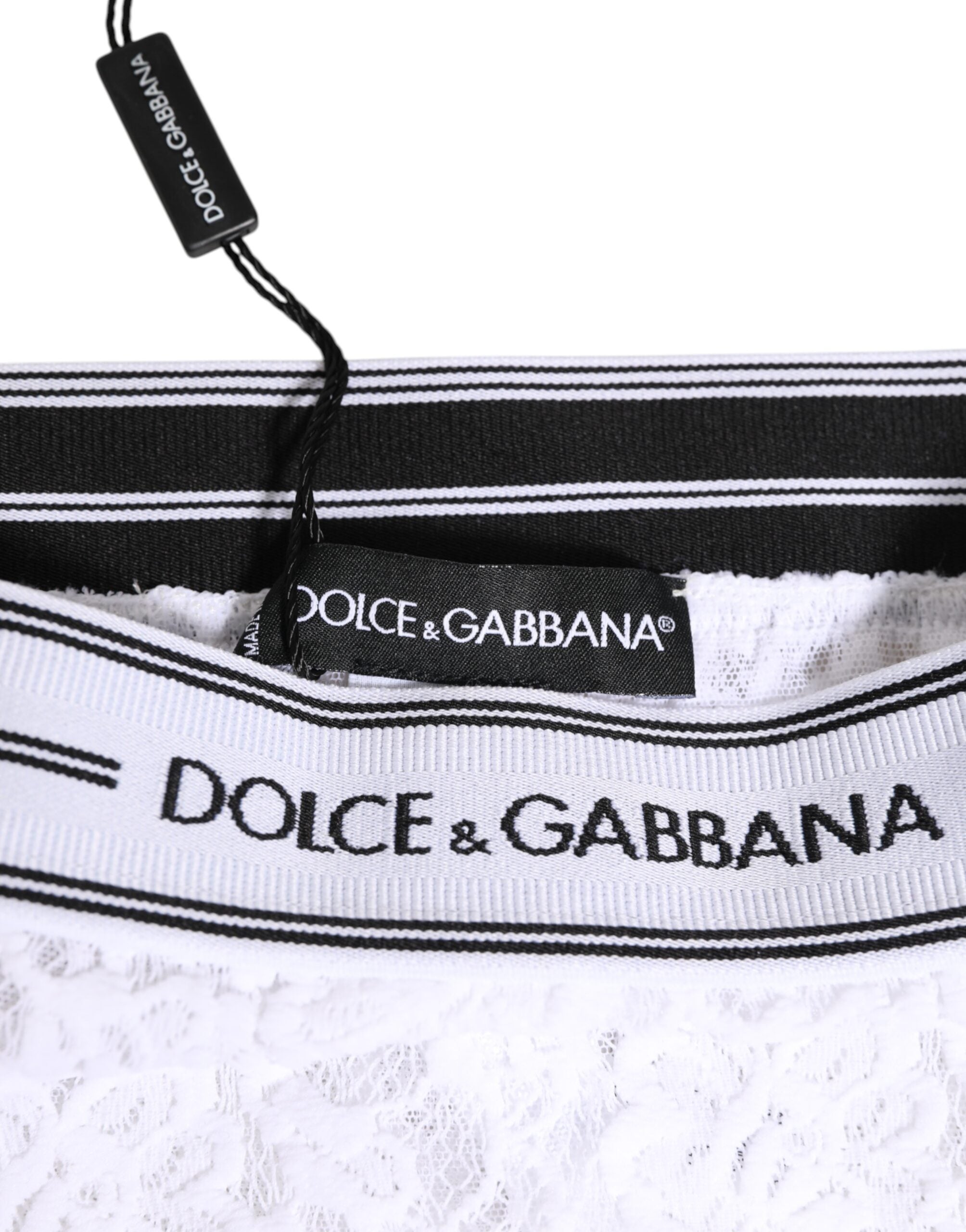 Dolce & Gabbana White Lace Slip Brief Logo Waistband Underwear Dolce & Gabbana