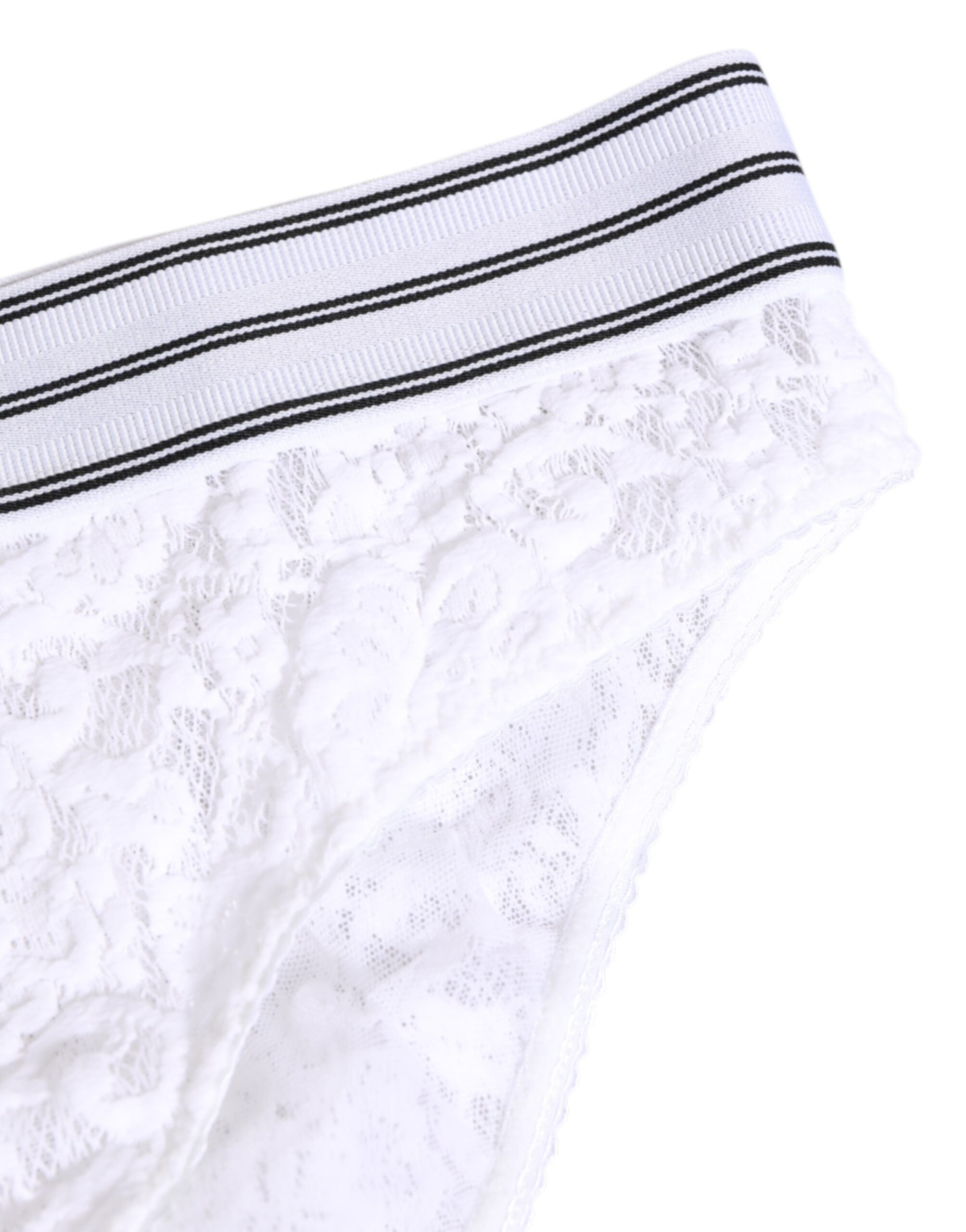 Dolce & Gabbana White Lace Slip Brief Logo Waistband Underwear Dolce & Gabbana
