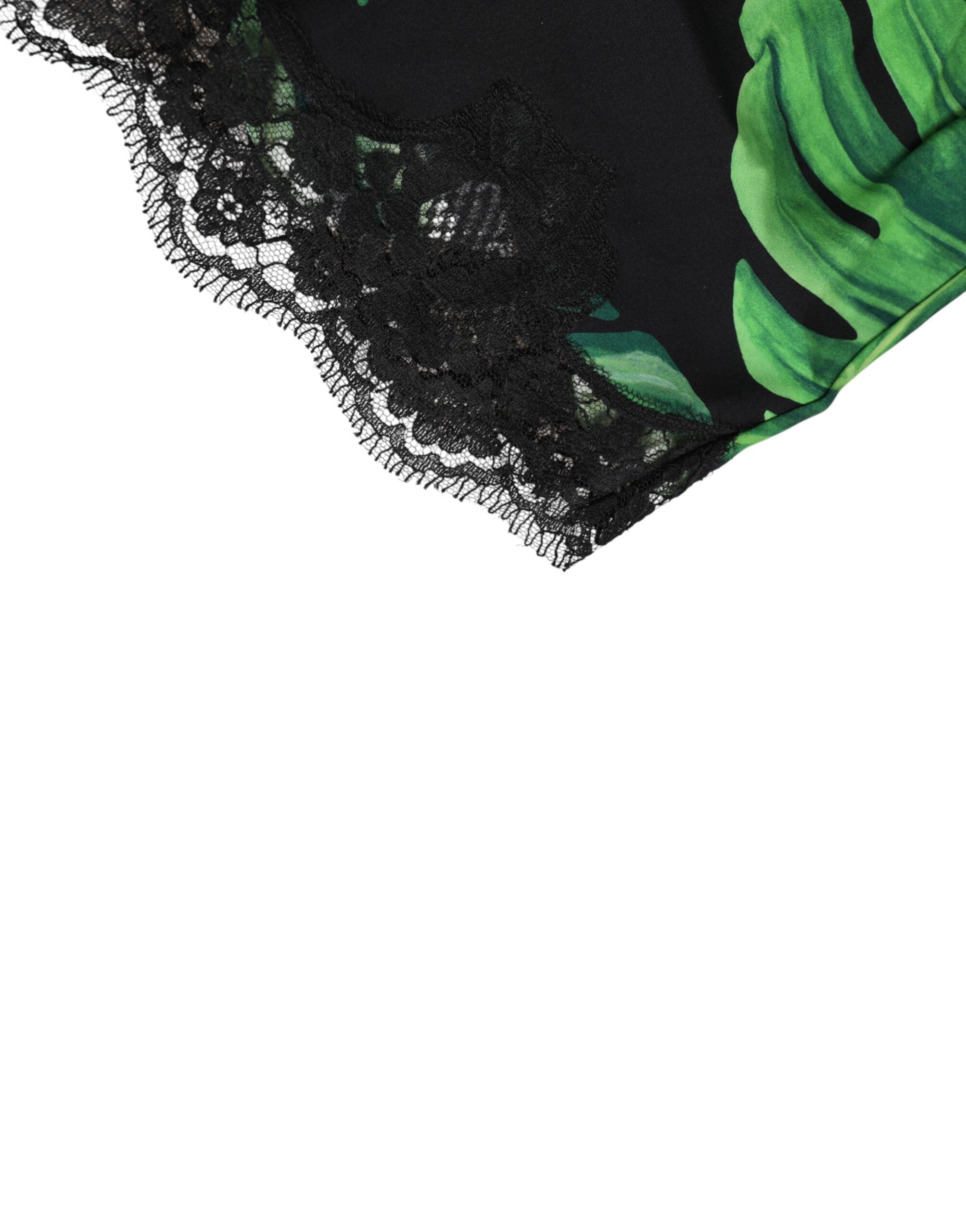 Dolce & Gabbana Black Green Tropical Print Lace Underwear Dolce & Gabbana