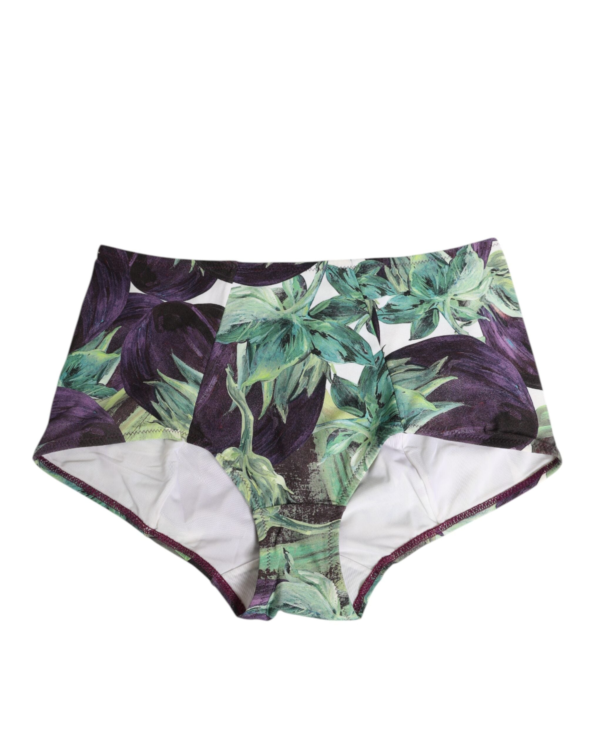 Dolce & Gabbana Eggplant Print High-Waist Briefs Underwear Dolce & Gabbana