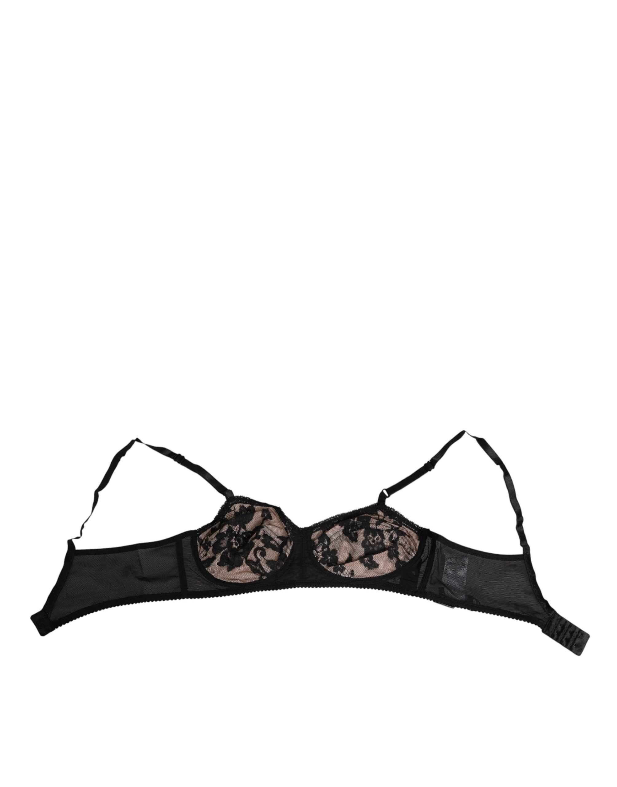 Dolce & Gabbana Black Nude Floral Lace Sheer Bra Underwear Dolce & Gabbana