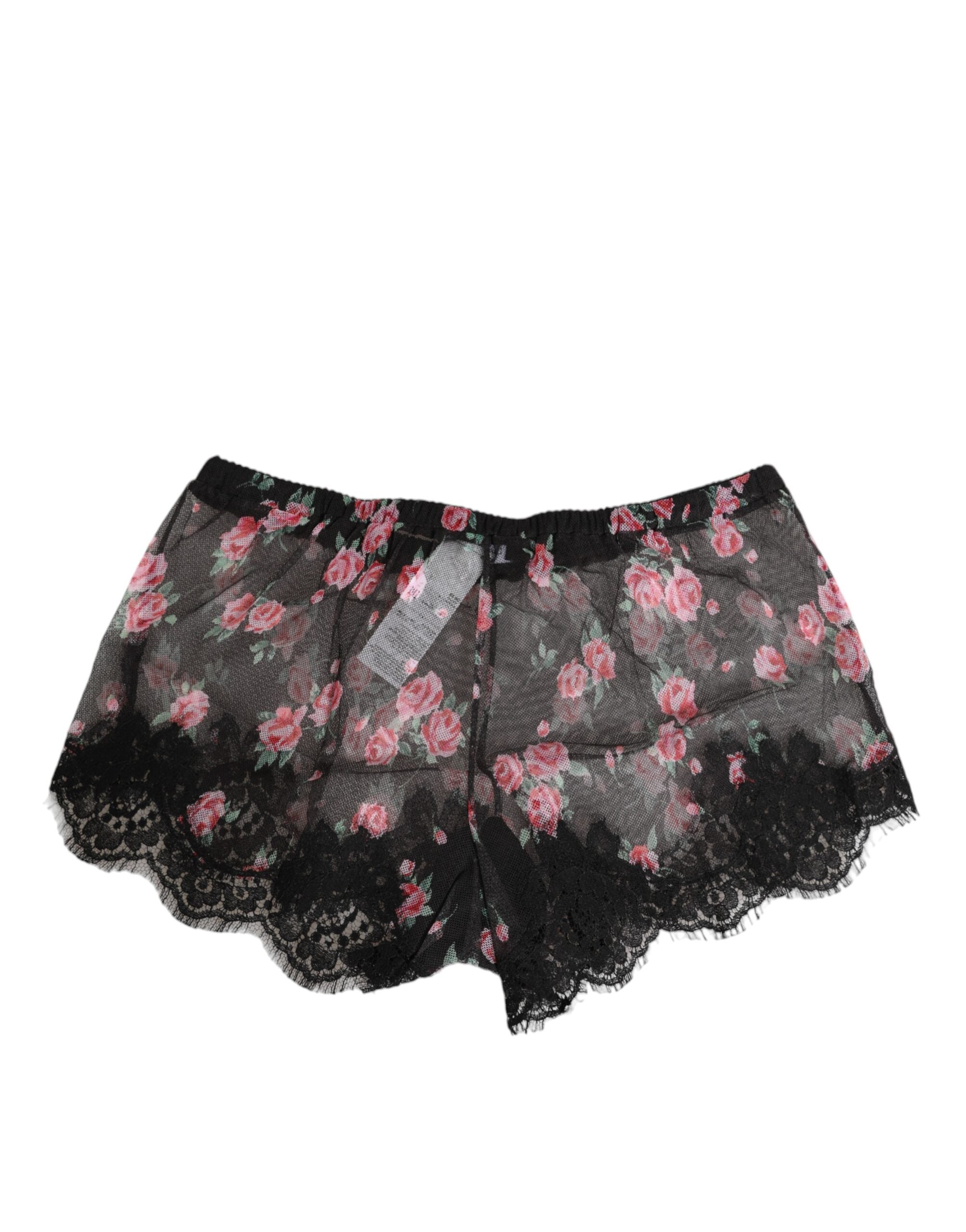Dolce & Gabbana Black Pink Floral Lace Mesh Lingeri Underwear Dolce & Gabbana