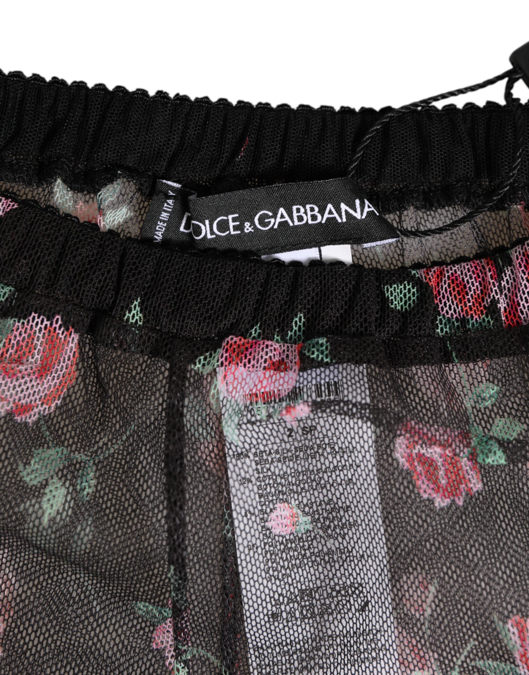Dolce & Gabbana Black Pink Floral Lace Mesh Lingeri Underwear Dolce & Gabbana