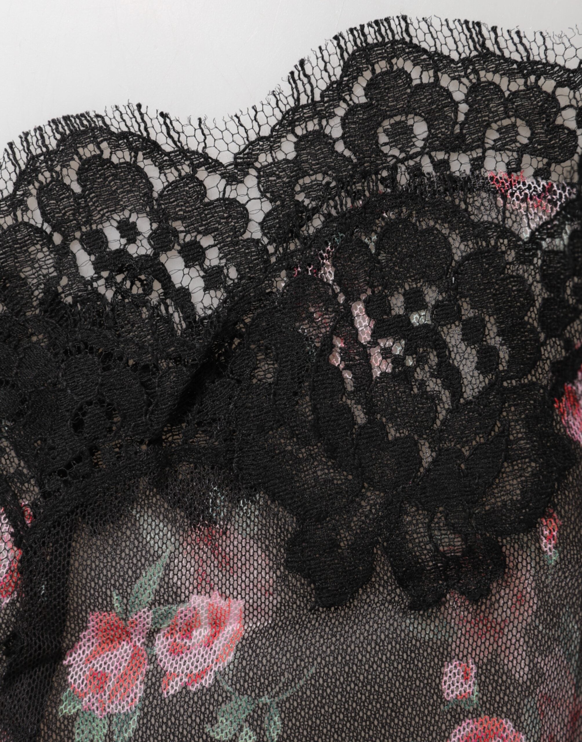 Dolce & Gabbana Black Pink Floral Lace Mesh Lingeri Underwear Dolce & Gabbana