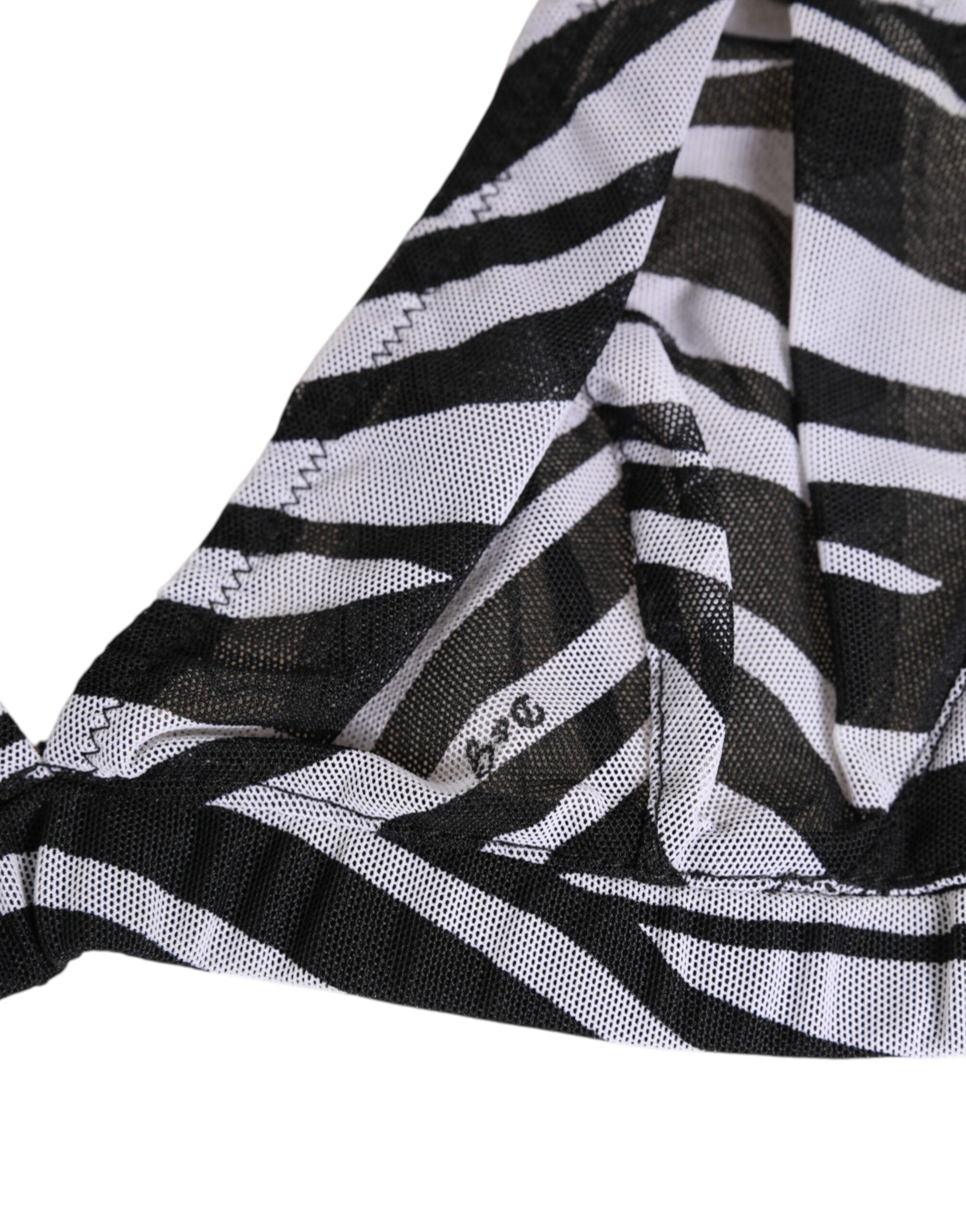 Dolce & Gabbana Black White Zebra Print Sheer Mesh Bralette Underwear Dolce & Gabbana