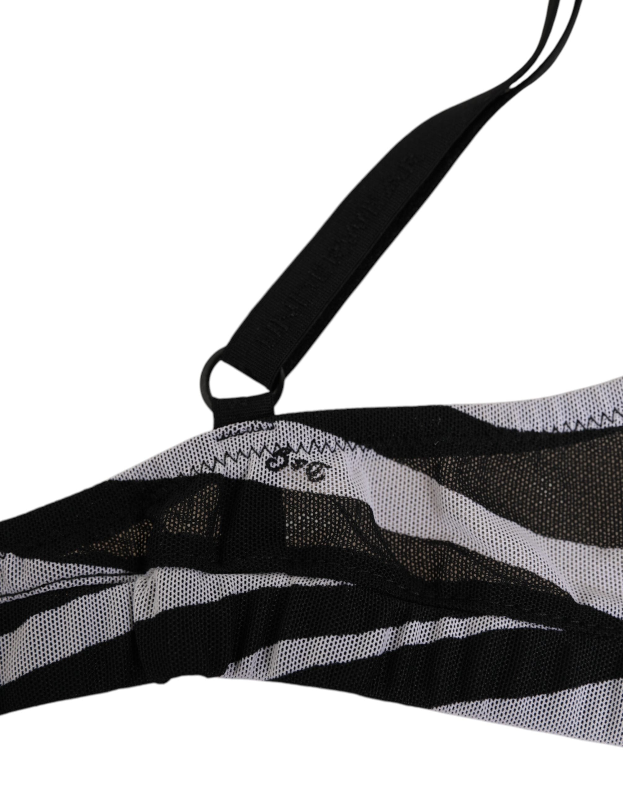 Dolce & Gabbana Black White Zebra Print Sheer Mesh Bralette Underwear Dolce & Gabbana
