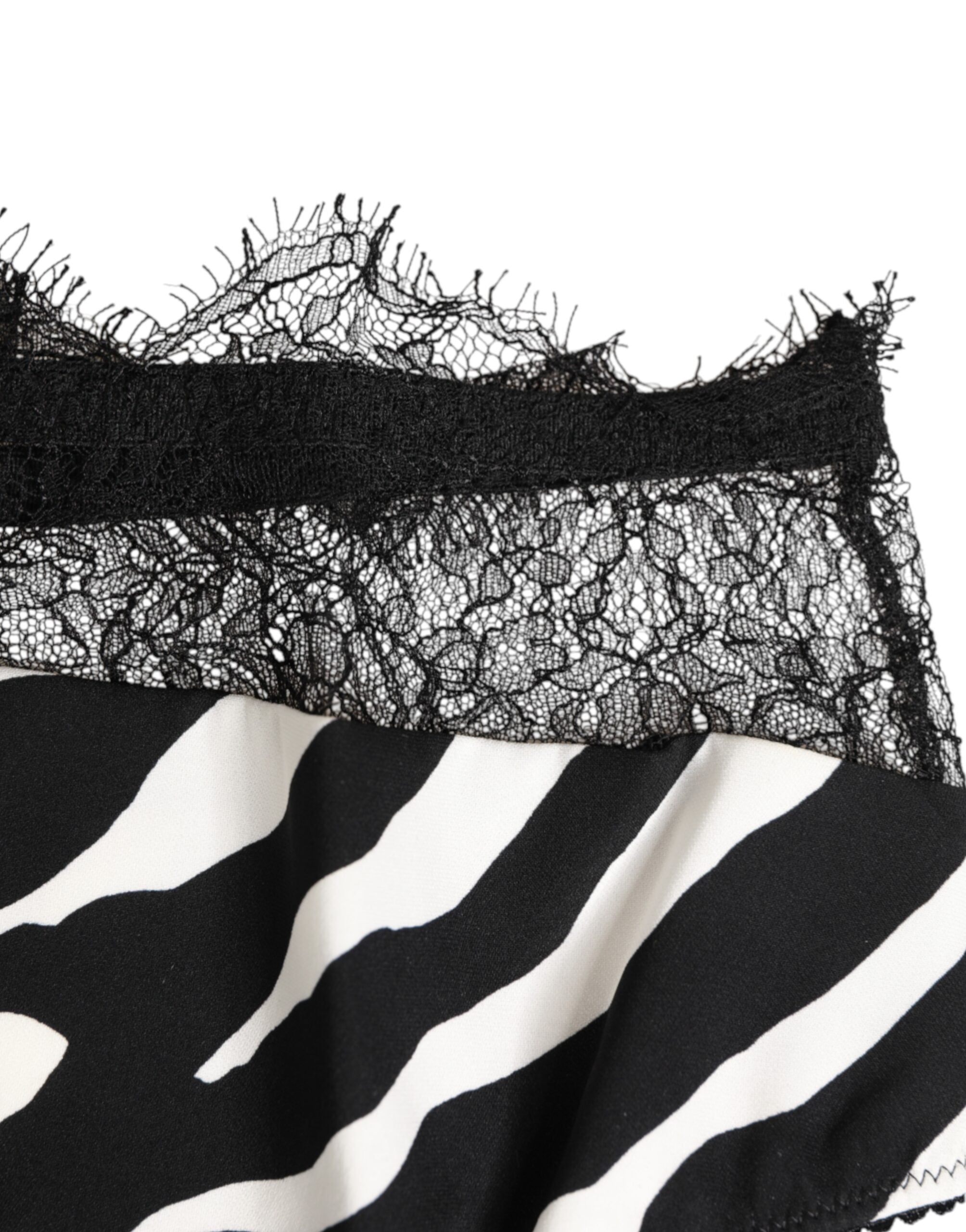 Dolce & Gabbana Black White Zebra Print Lace Trim High Underwear Dolce & Gabbana