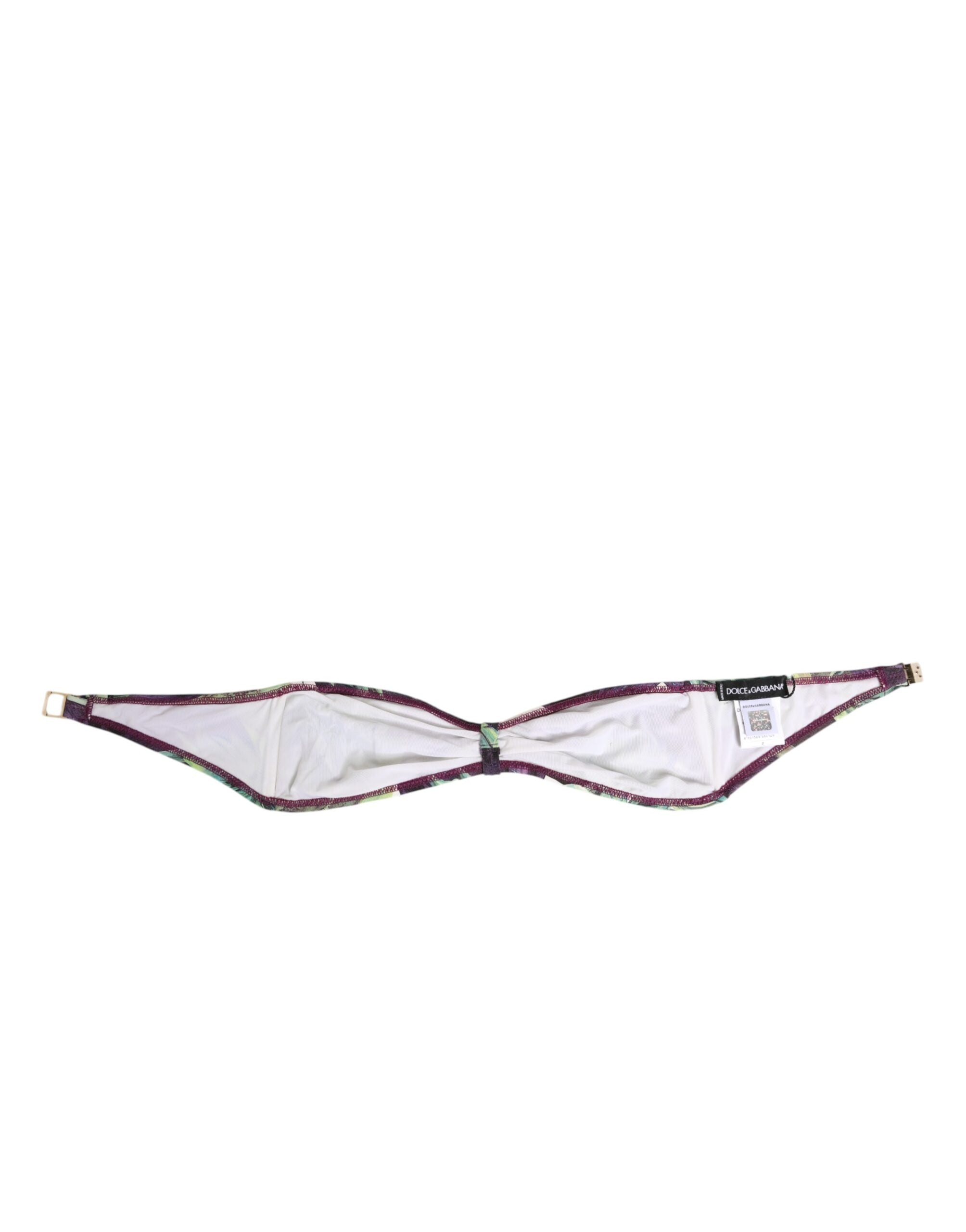 Dolce & Gabbana Purple Green Leaf Print Bandeau Swimwear Underwear Dolce & Gabbana