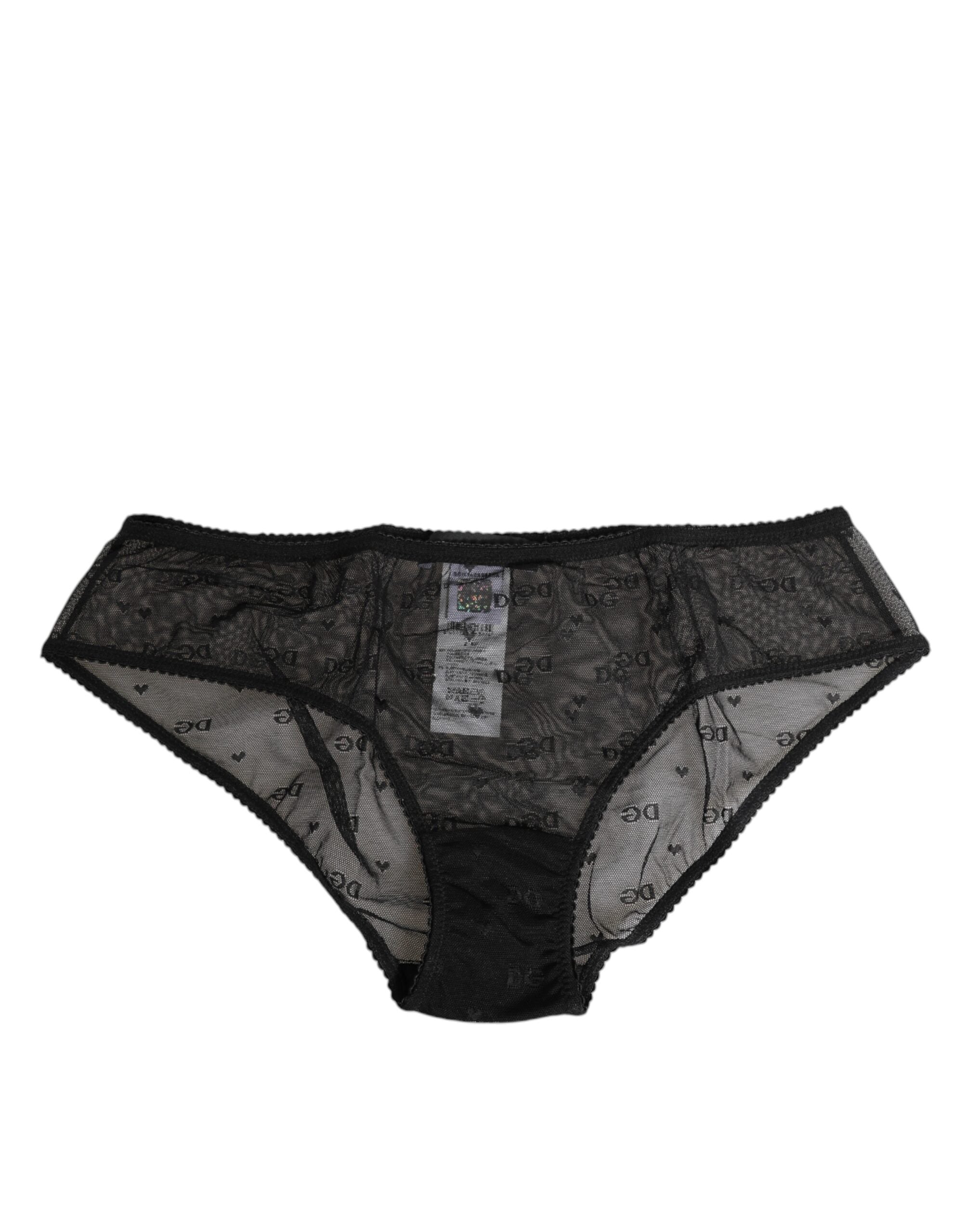 Dolce & Gabbana Black Sheer Mesh Lace Polka Dot Logo Underwear Dolce & Gabbana