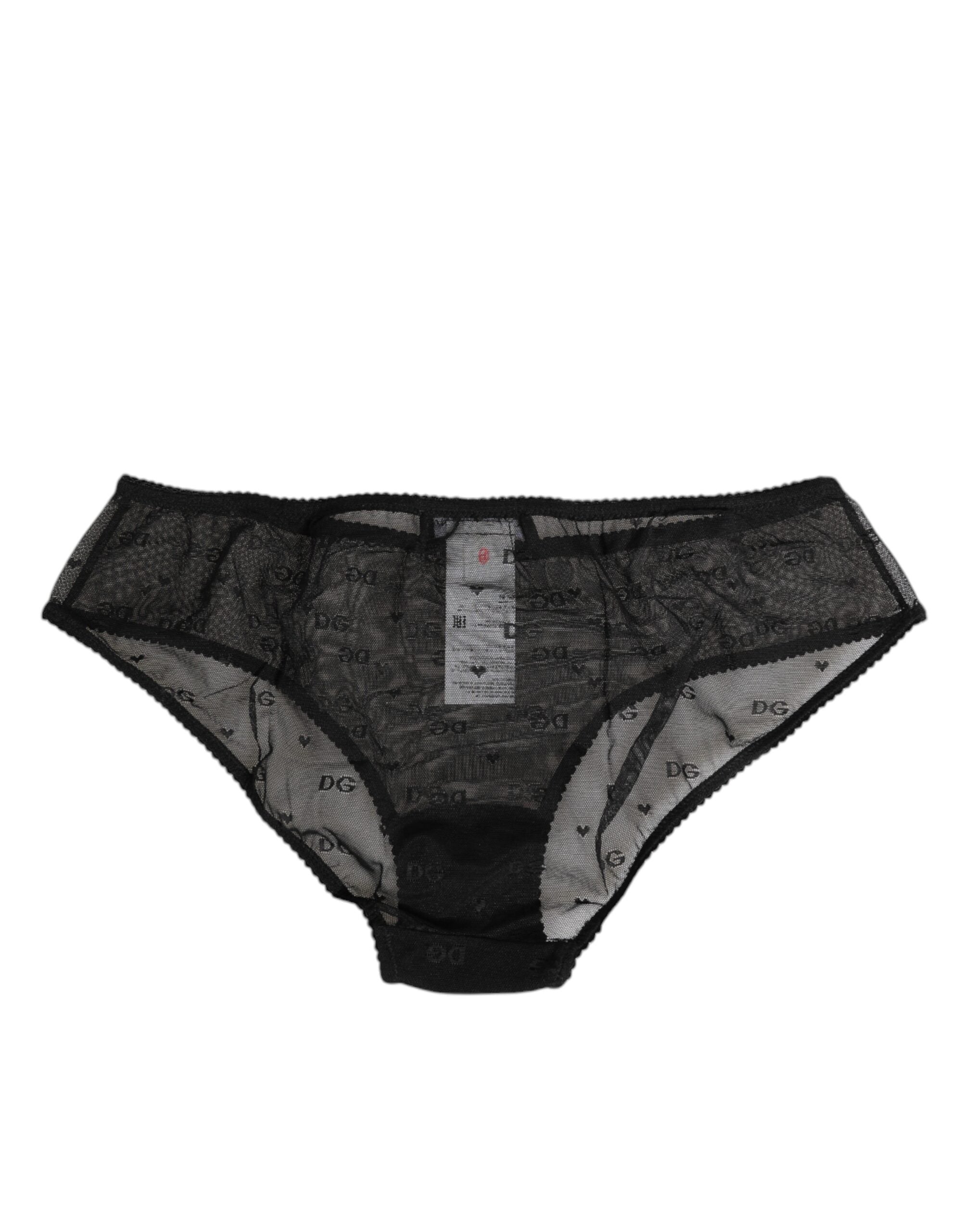Dolce & Gabbana Black Sheer Mesh Lace Polka Dot Logo Underwear Dolce & Gabbana