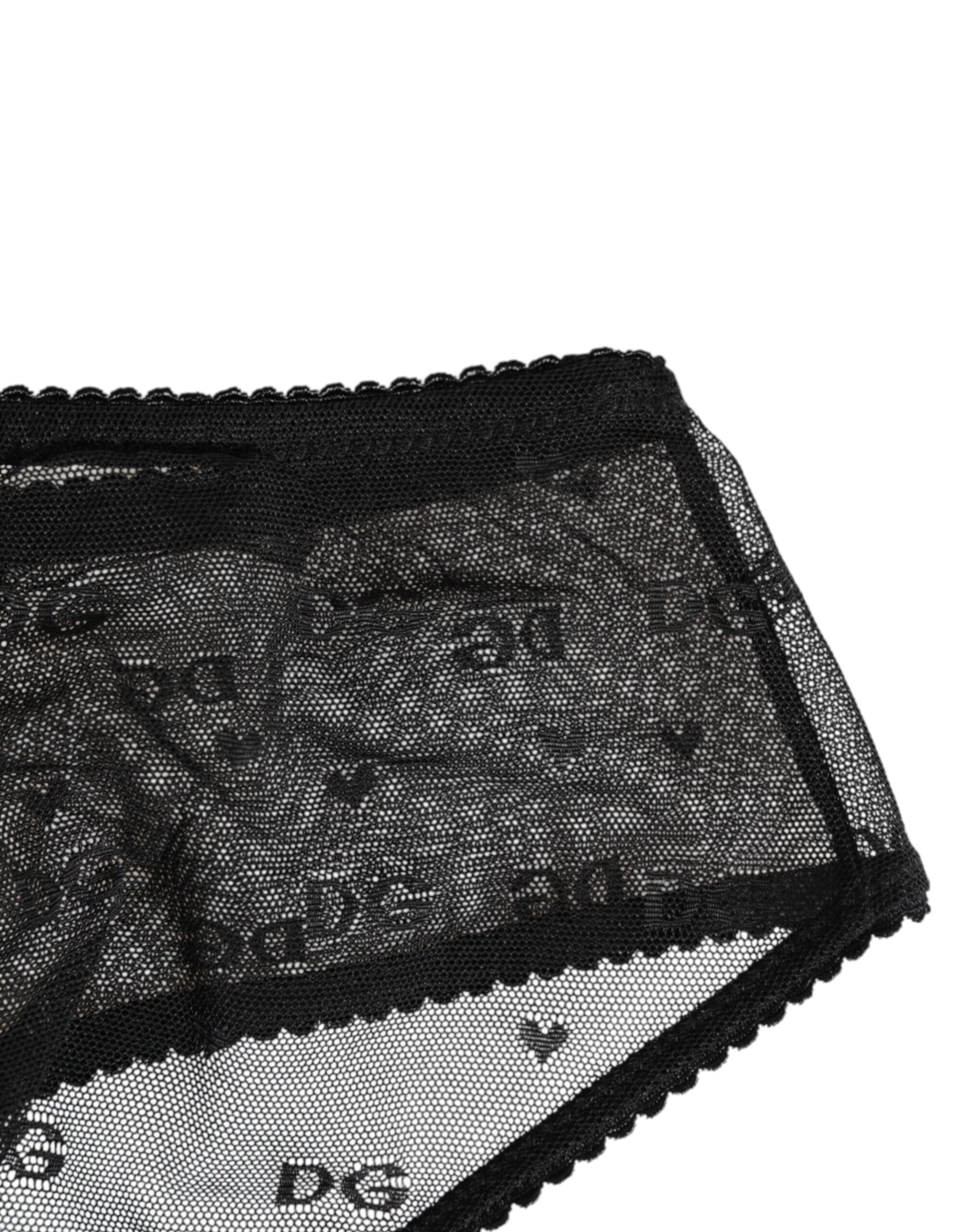 Dolce & Gabbana Black Sheer Mesh Lace Polka Dot Logo Underwear Dolce & Gabbana
