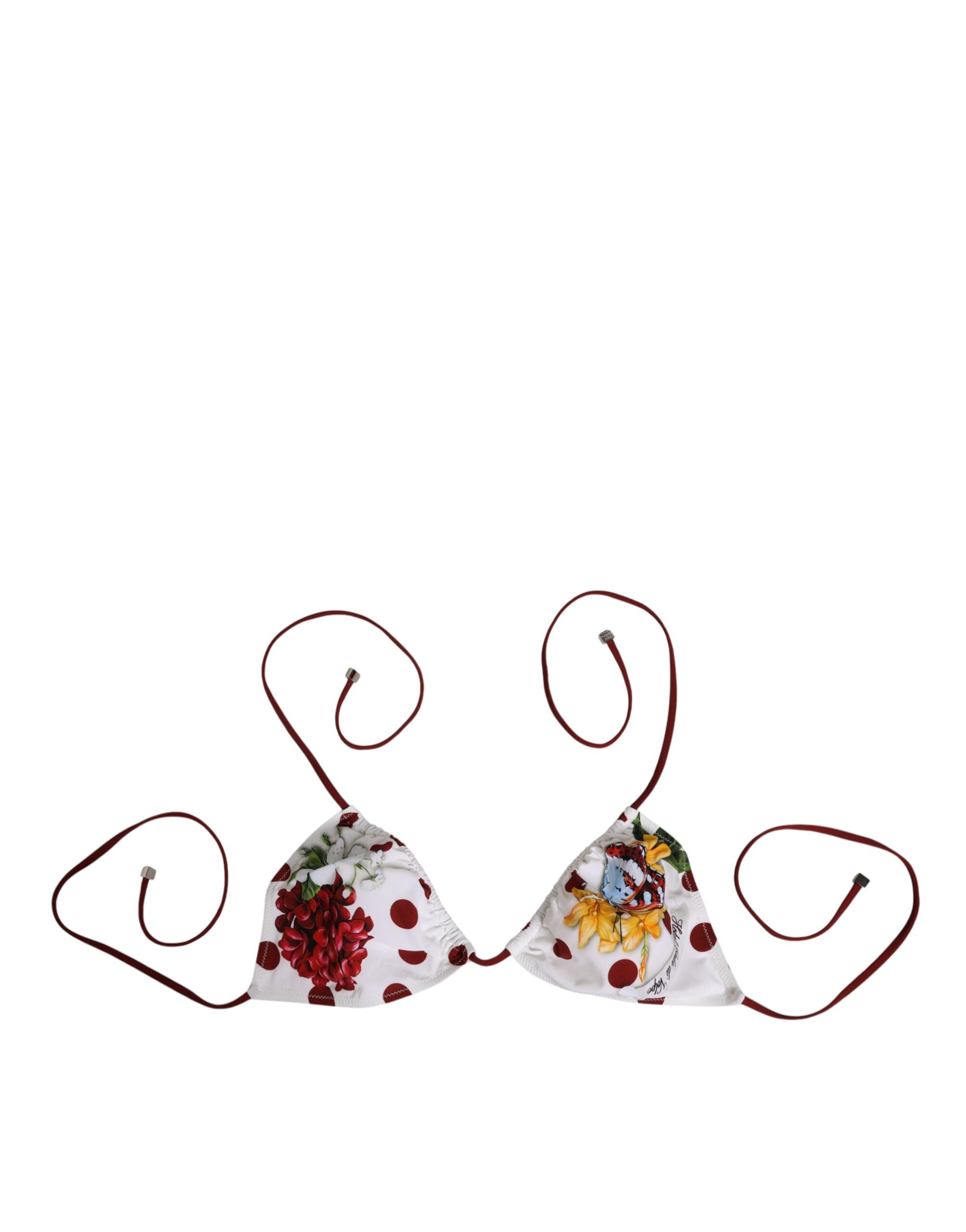 Dolce & Gabbana White Red Polka Dot Floral Print Triangle Dolce & Gabbana
