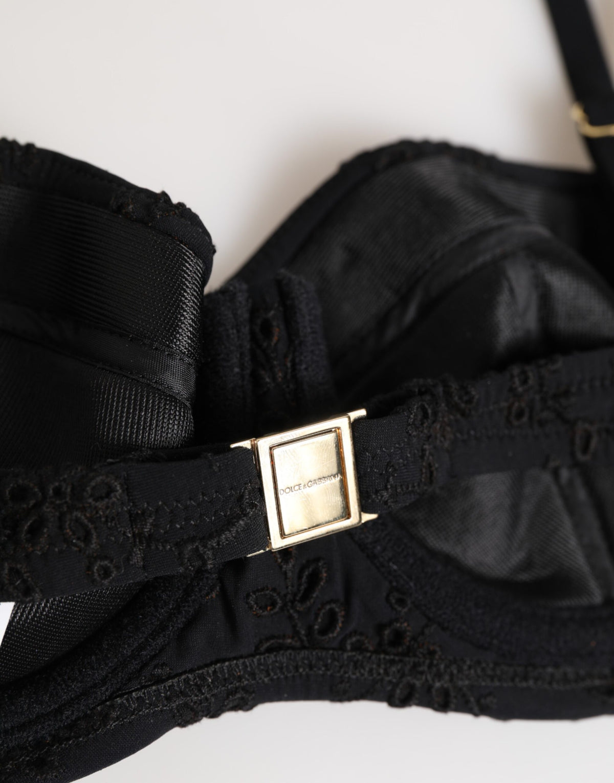 Dolce & Gabbana Black Polyester Embroidered Underwire Bra Underwear