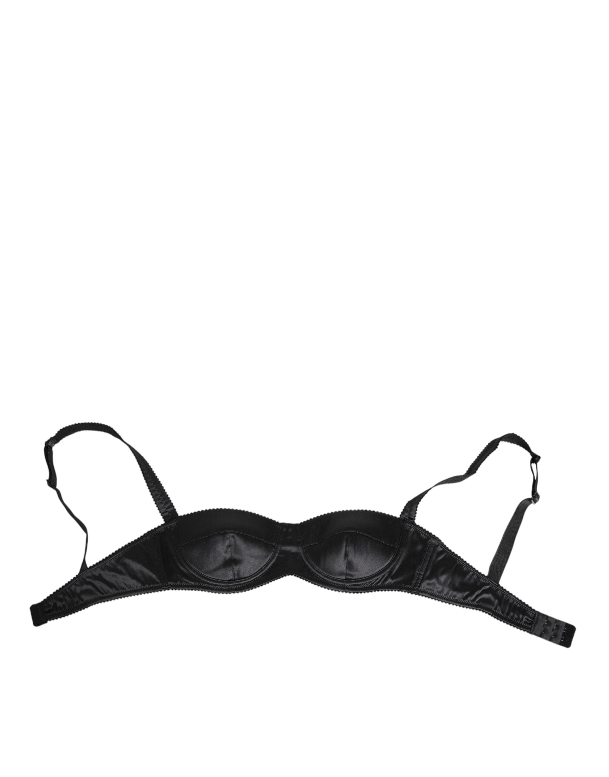 Dolce & Gabbana Black Silk Satin Wireless Lingerie Bra Underwear Dolce & Gabbana