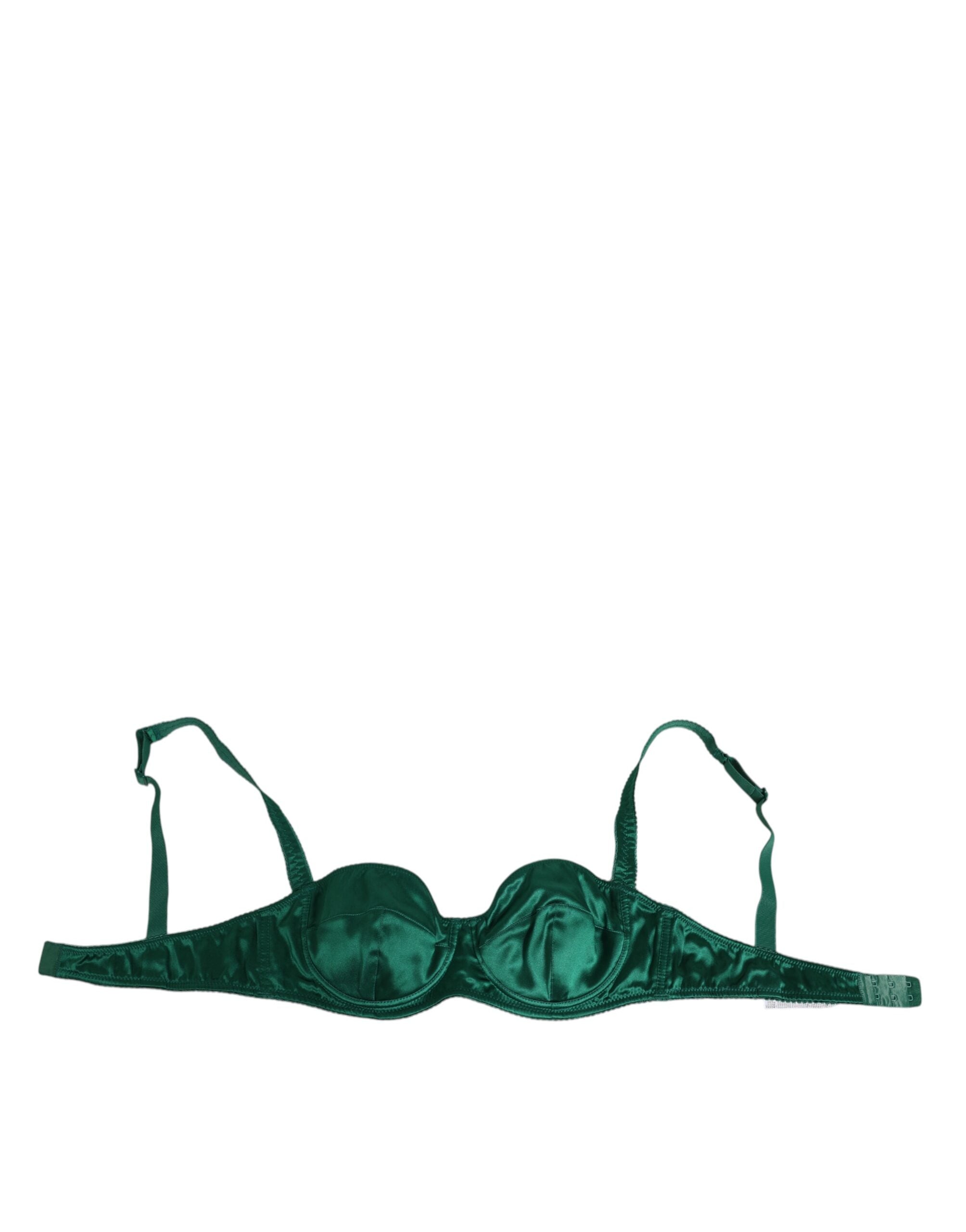 Dolce & Gabbana Green Satin Semi-Padded Underwire Musk Underwear Dolce & Gabbana
