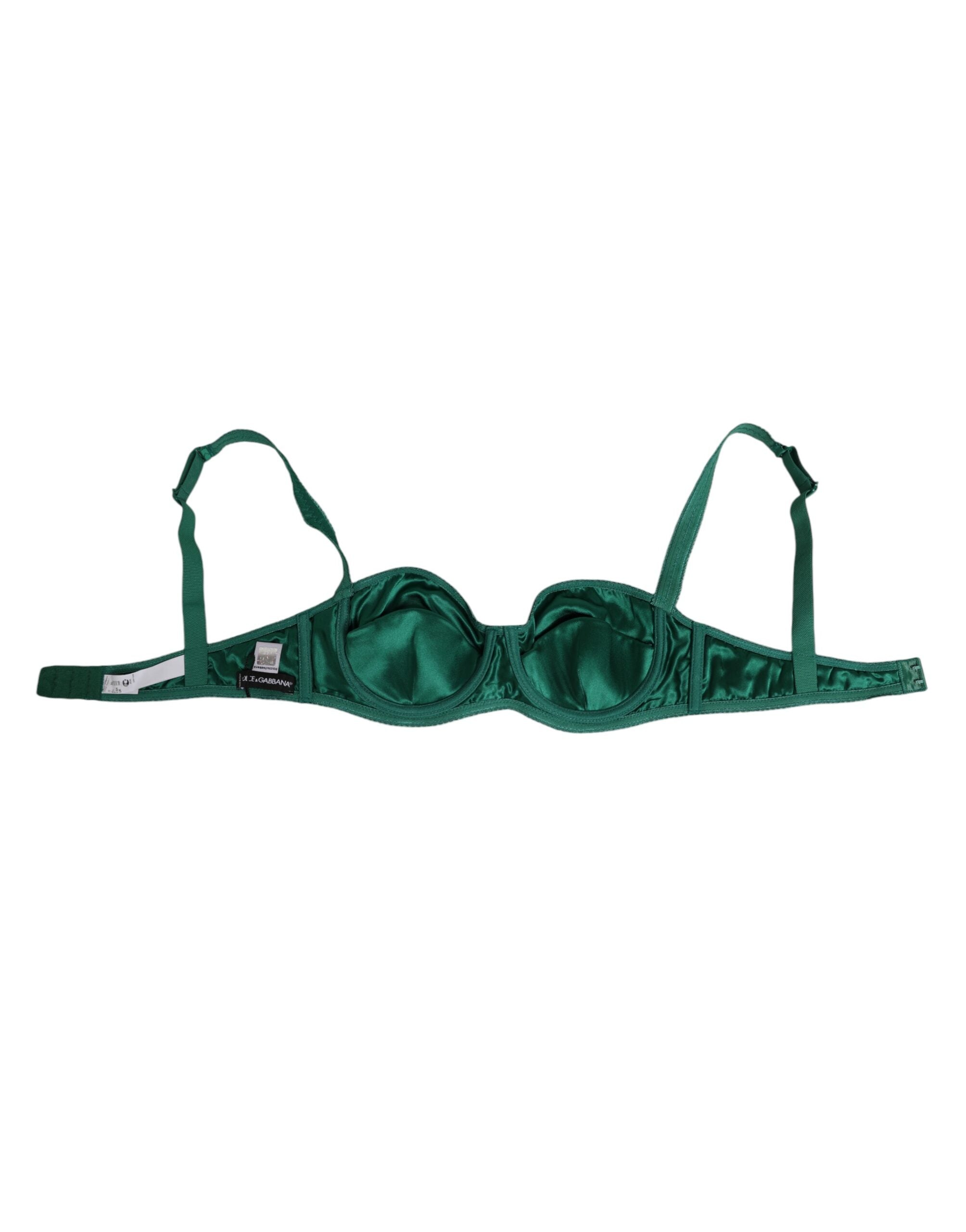 Dolce & Gabbana Green Satin Semi-Padded Underwire Musk Underwear Dolce & Gabbana