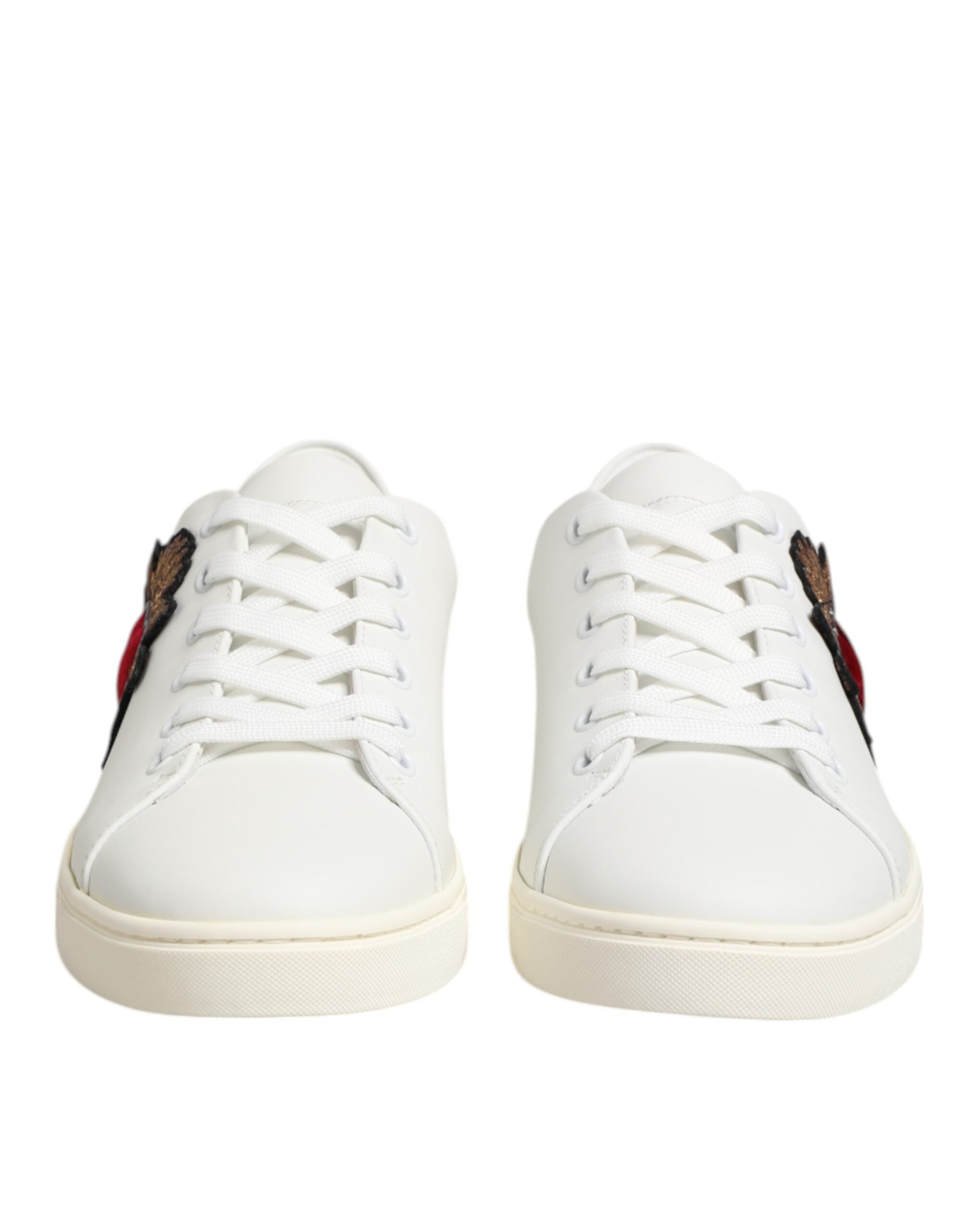 Dolce & Gabbana White Leather Sacred Heart Patch Sneakers Shoes Dolce & Gabbana