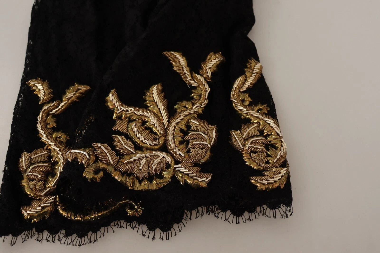 Dolce & Gabbana Black Lace Gold Baroque SPECIAL PIECE Shorts Dolce & Gabbana