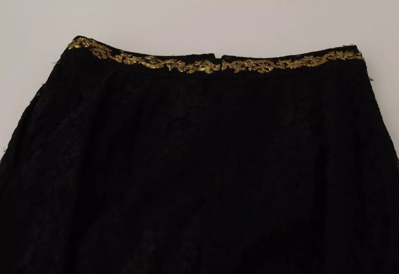 Dolce & Gabbana Black Lace Gold Baroque SPECIAL PIECE Shorts Dolce & Gabbana