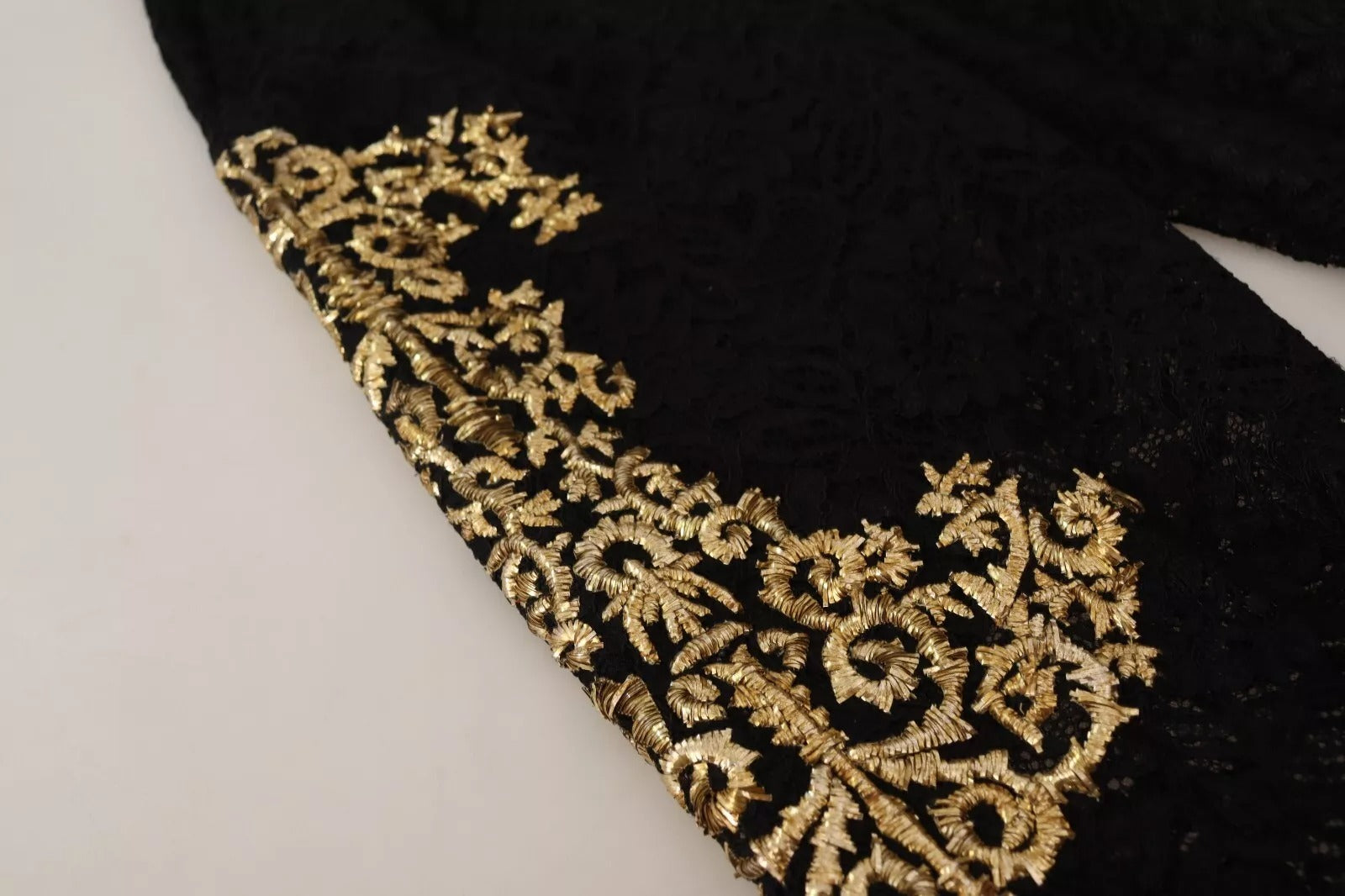 Dolce & Gabbana Black Lace Gold Baroque SPECIAL PIECE Shorts Dolce & Gabbana