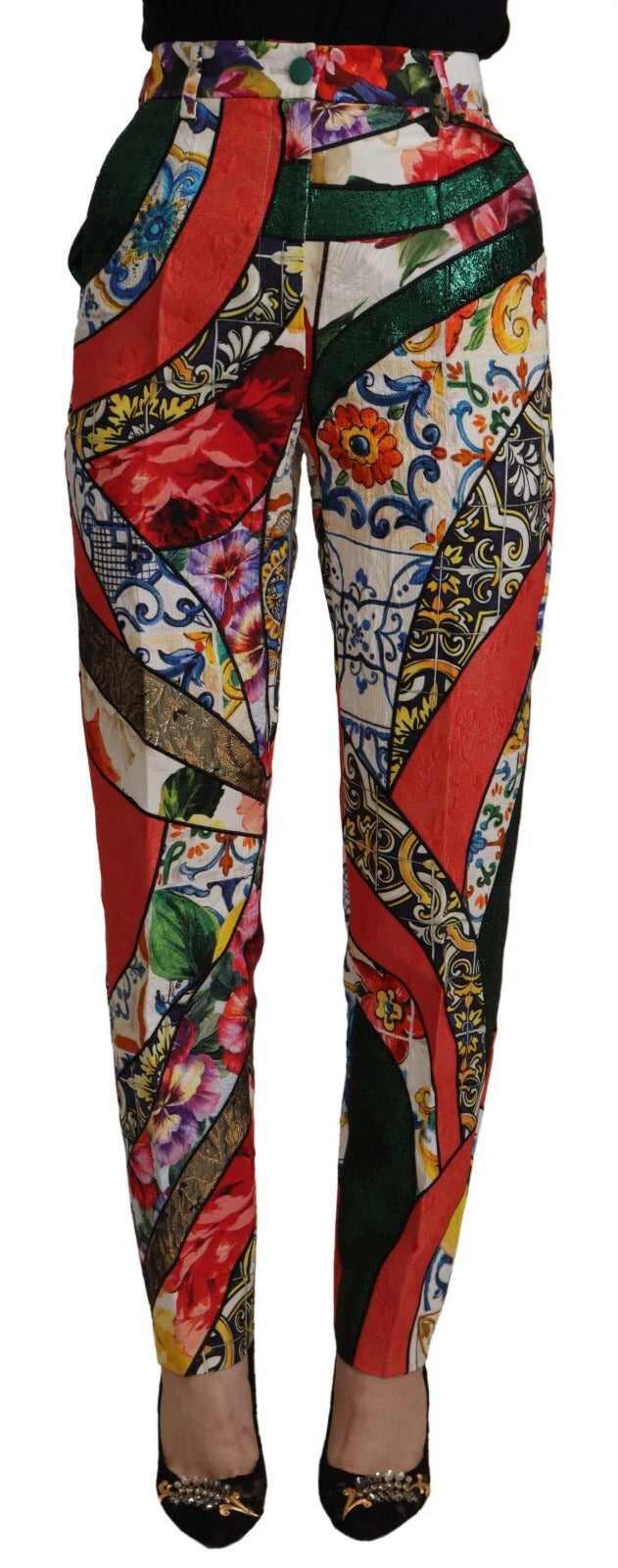 Dolce & Gabbana Multicolor Patchwork Jacquard High Waist Pants Dolce & Gabbana