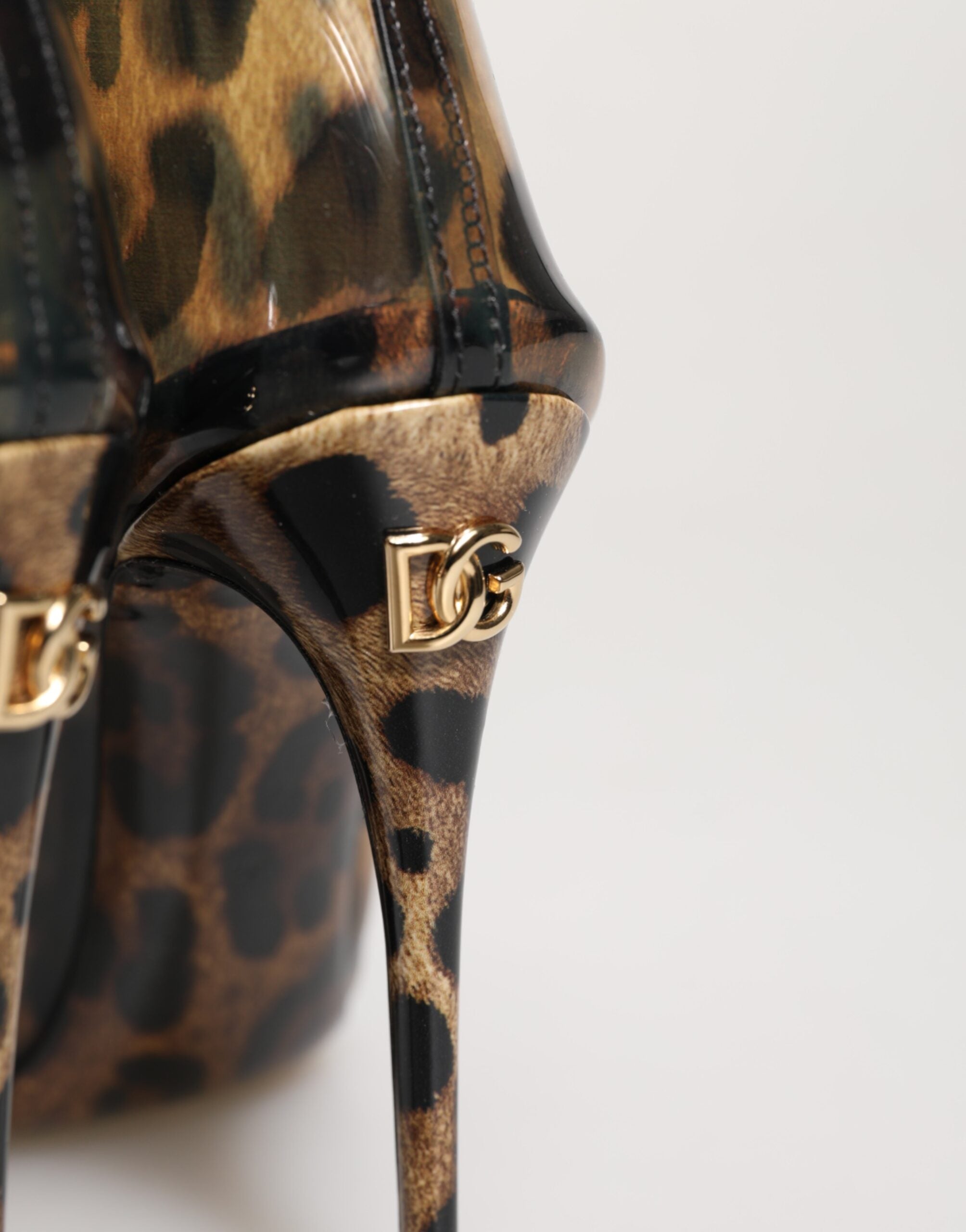 Dolce & Gabbana Leopard Print PVC Pointed Toe Boots Shoes Dolce & Gabbana