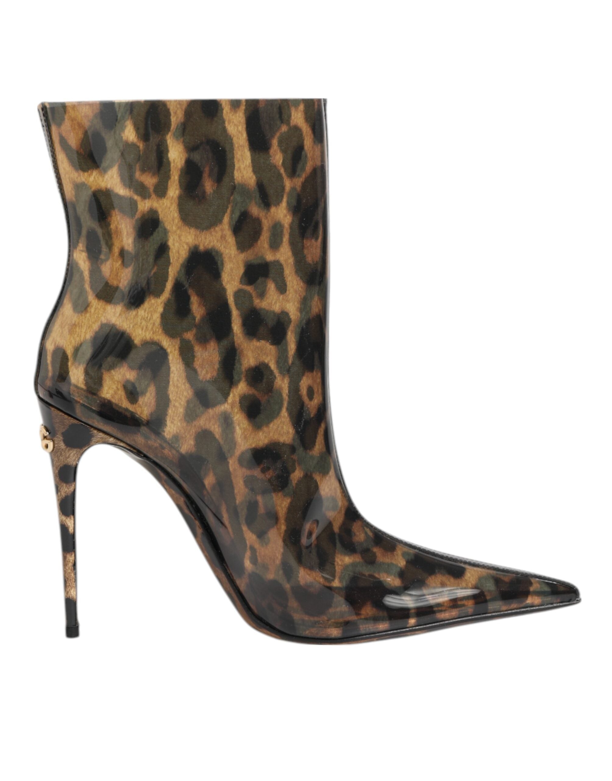 Dolce & Gabbana Leopard Print PVC Pointed Toe Boots Shoes Dolce & Gabbana