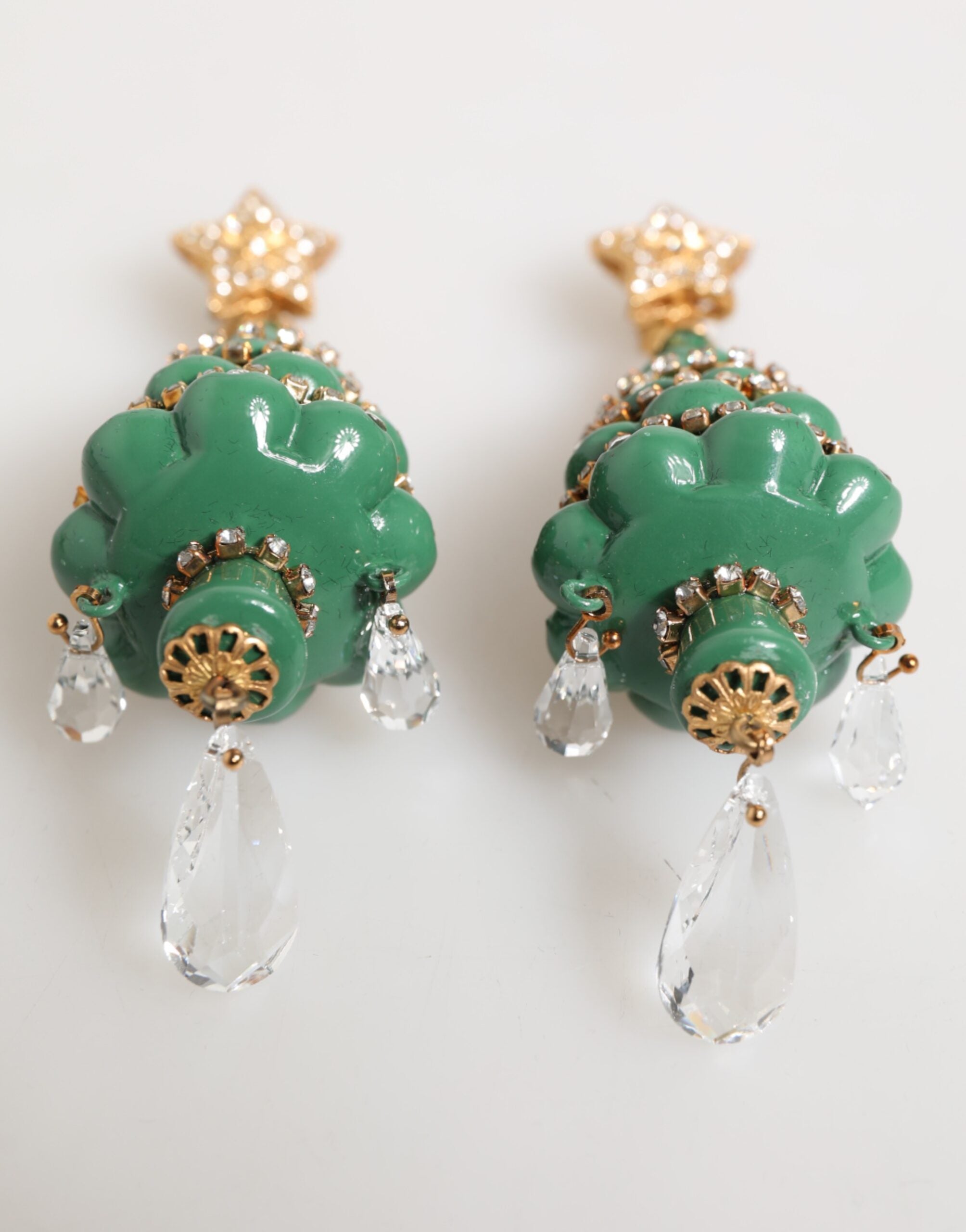 Dolce & Gabbana Gold Brass Multicolour Christmas Tree Earrings Dolce & Gabbana