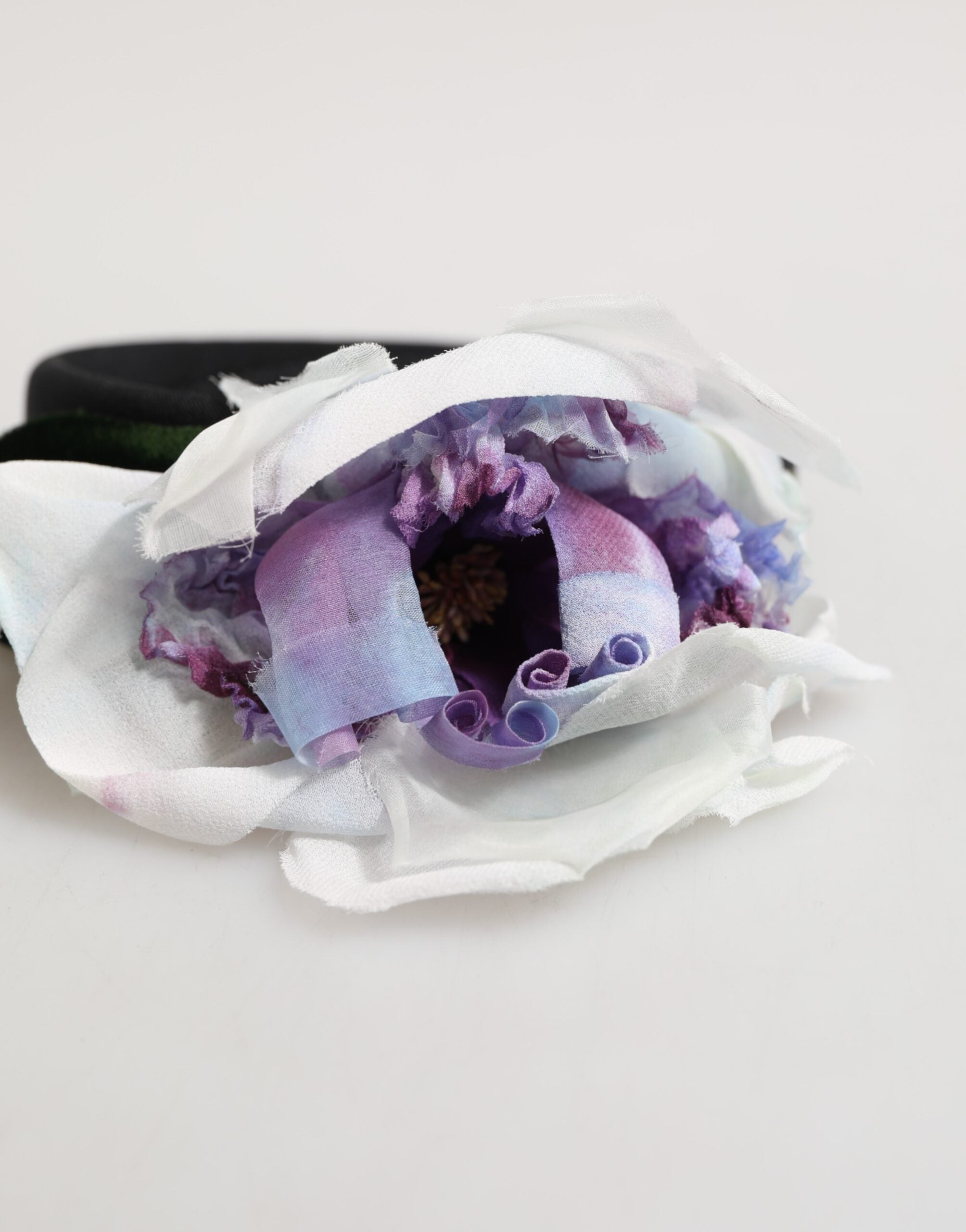 Dolce & Gabbana Black Green Silk Purple White Floral Appliqué Accessory Headband Dolce & Gabbana