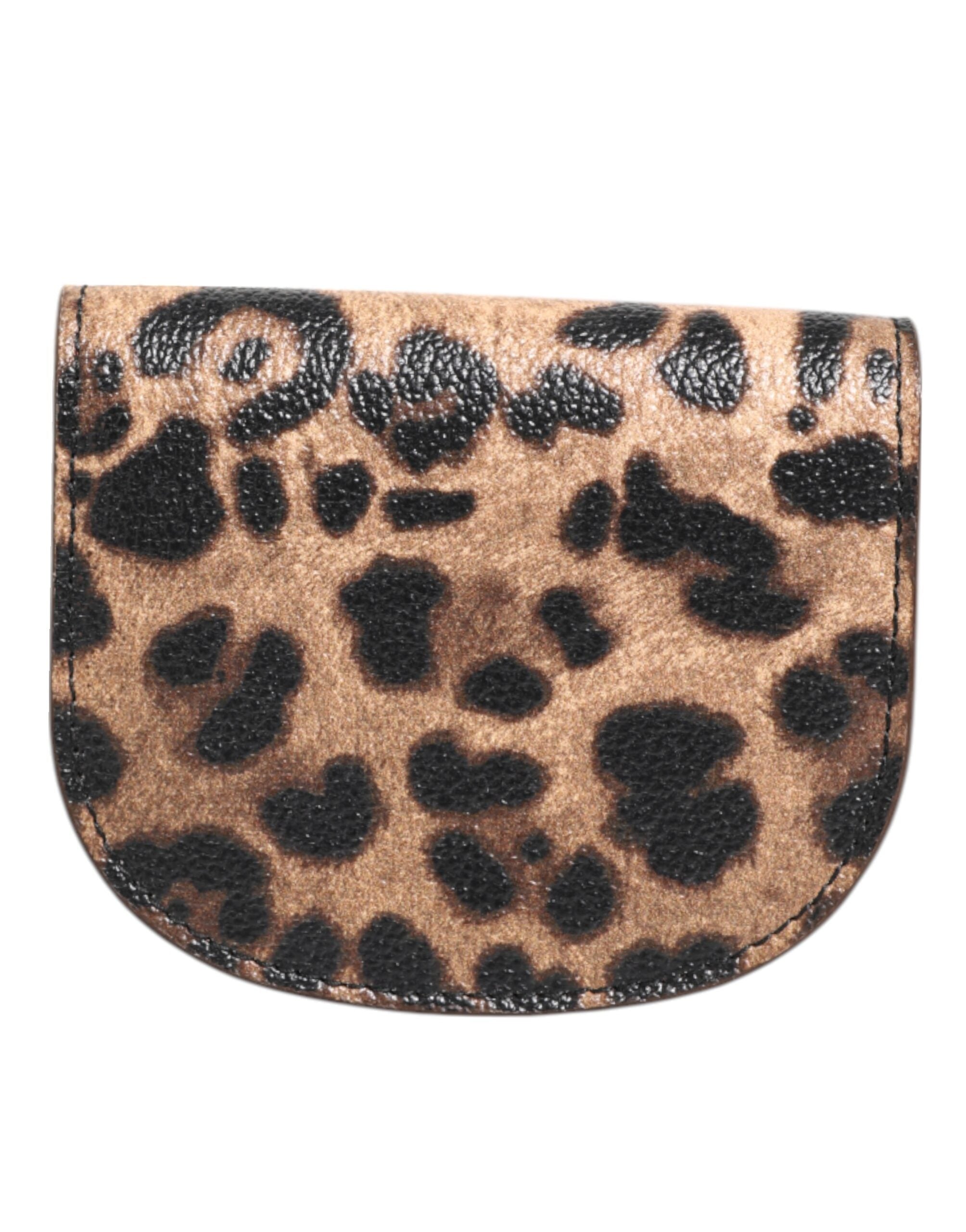 Dolce & Gabbana Brown Leopard Print Calf Leather Small Coin Purse Wallet Dolce & Gabbana