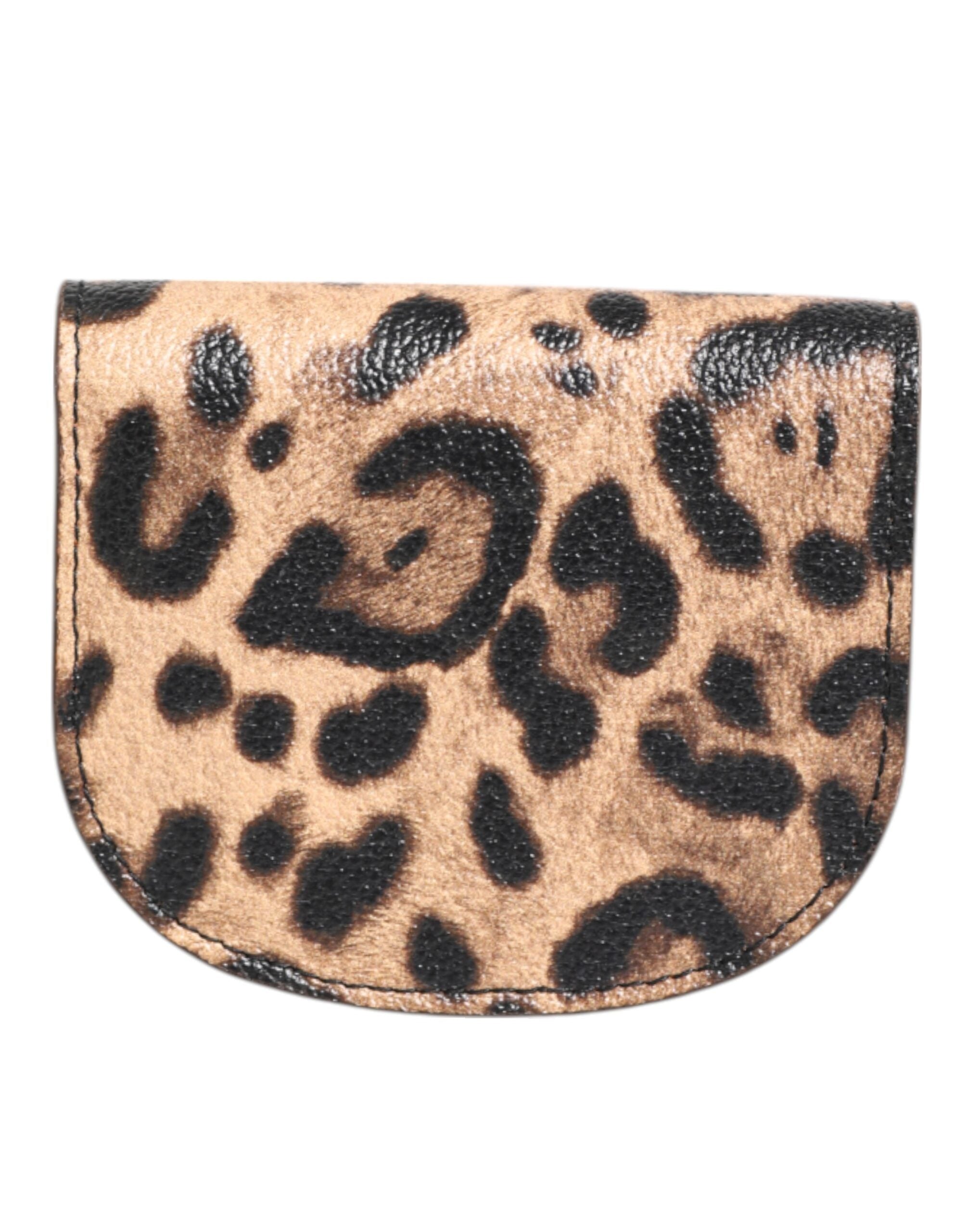 Dolce & Gabbana Brown Leopard Print Calf Leather Small Coin Purse Wallet Dolce & Gabbana