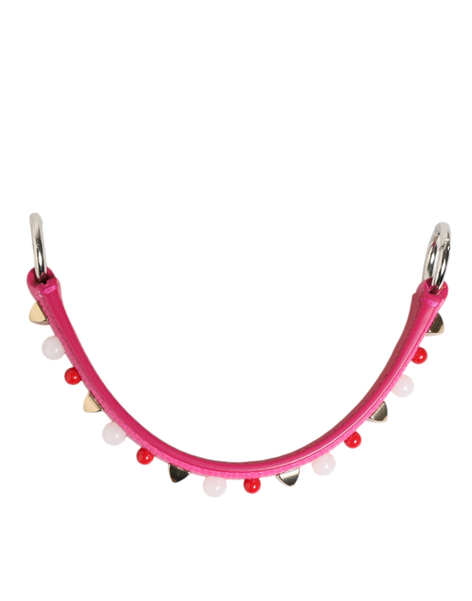Dolce & Gabbana Pink Embellished Leather Bag Handle Women Shoulder Strap Dolce & Gabbana