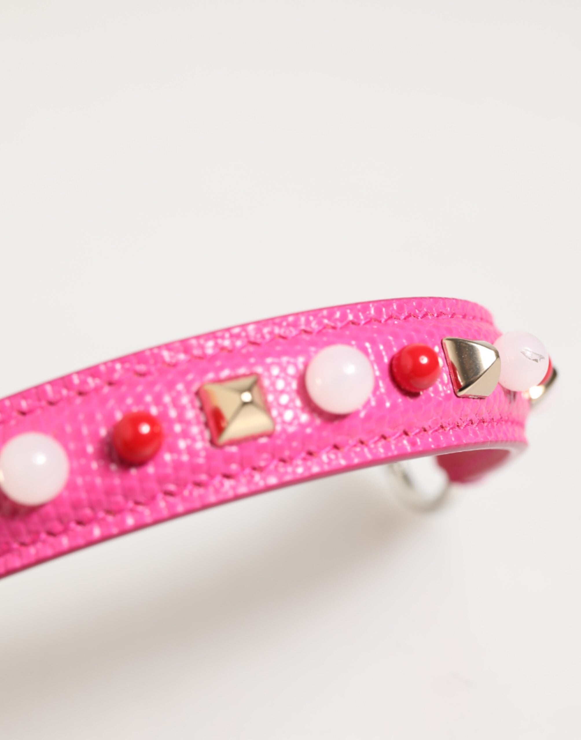 Dolce & Gabbana Pink Embellished Leather Bag Handle Women Shoulder Strap Dolce & Gabbana