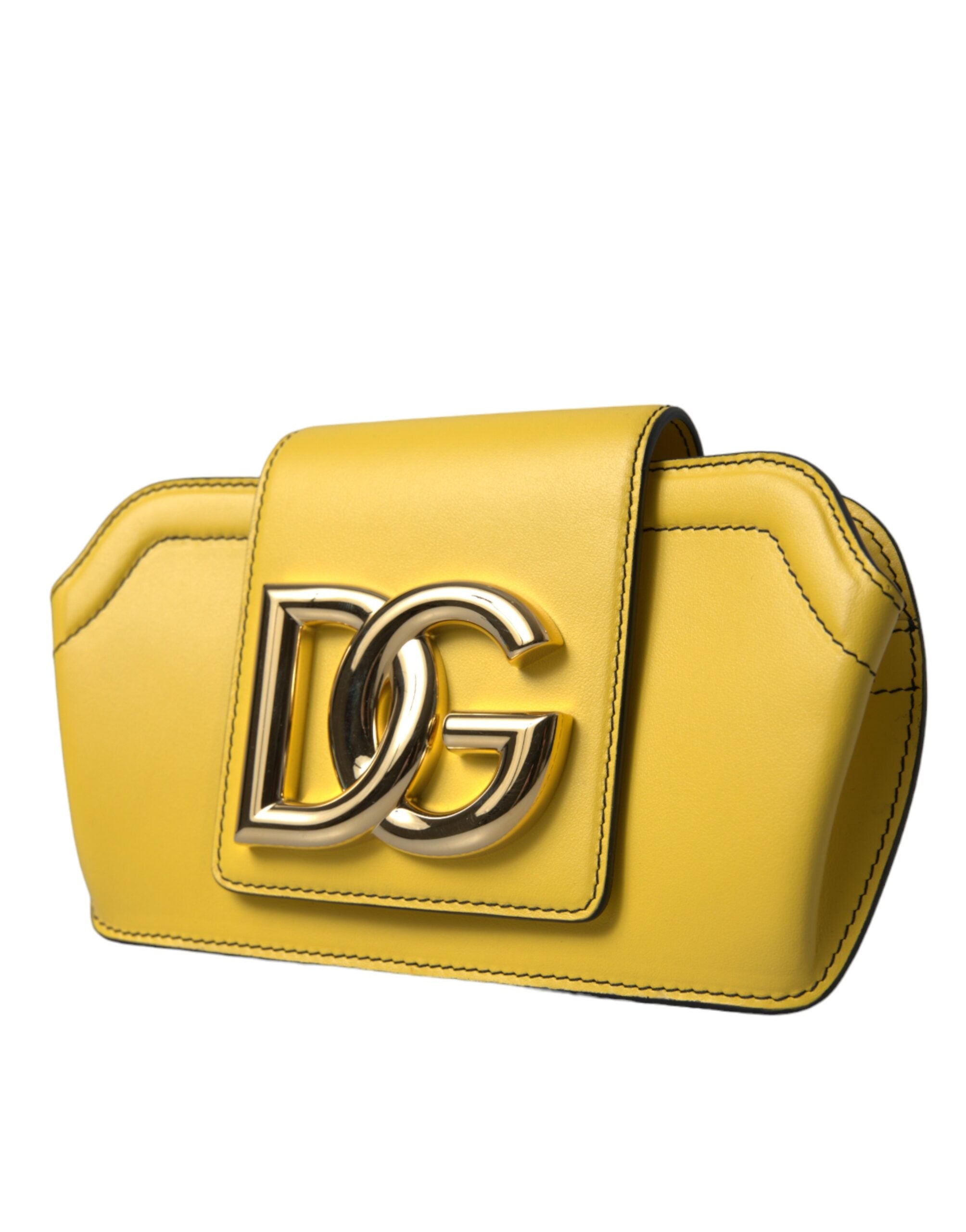 Dolce & Gabbana Yellow Smooth Leather DG Logo Clutch Crossbody Case Bag Dolce & Gabbana