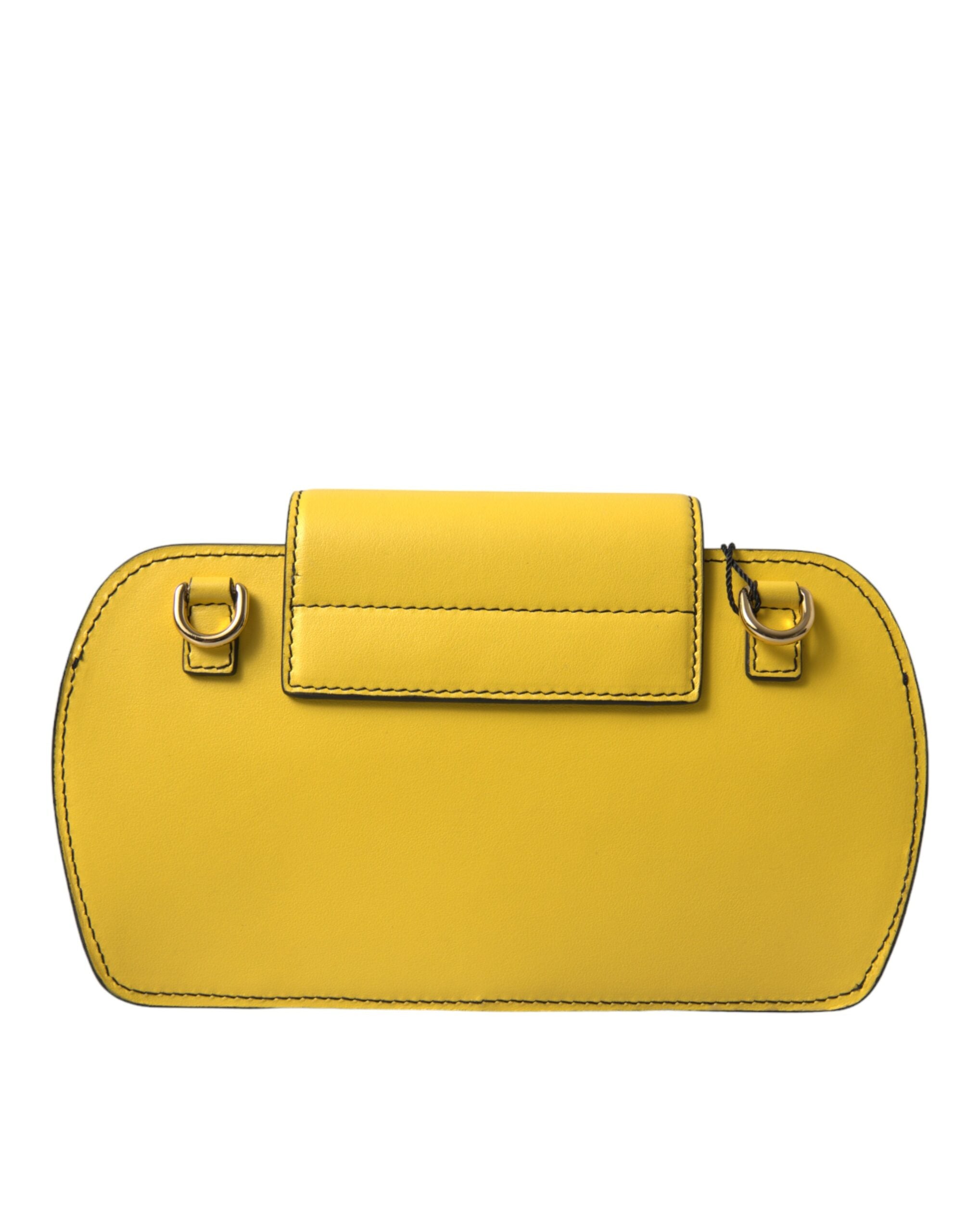 Dolce & Gabbana Yellow Smooth Leather DG Logo Clutch Crossbody Case Bag Dolce & Gabbana
