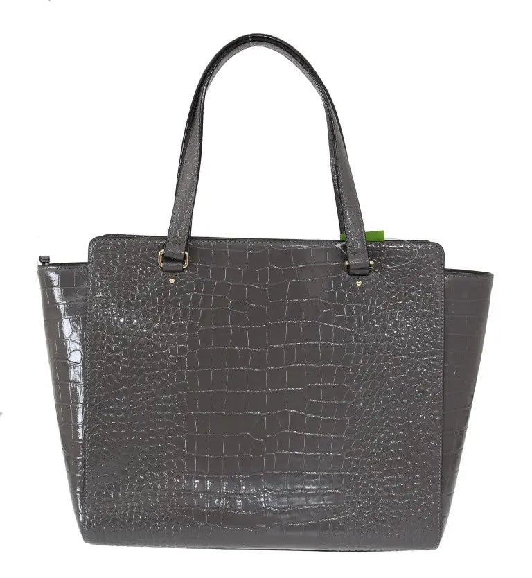Kate Spade Grey Croc Embossed Leather Elissa Bristol Drive Tote Handbag Bag Kate Spade