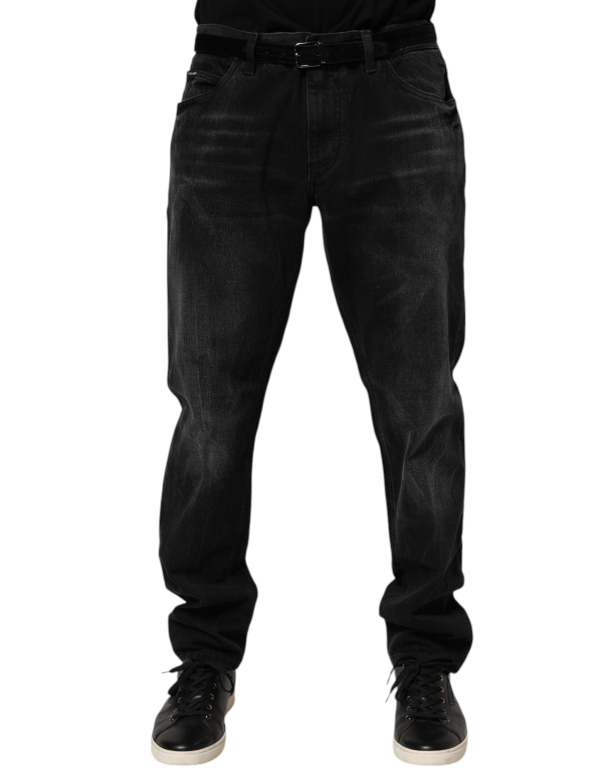 Dolce & Gabbana Black Washed Cotton Skinny Men Denim Jeans Dolce & Gabbana