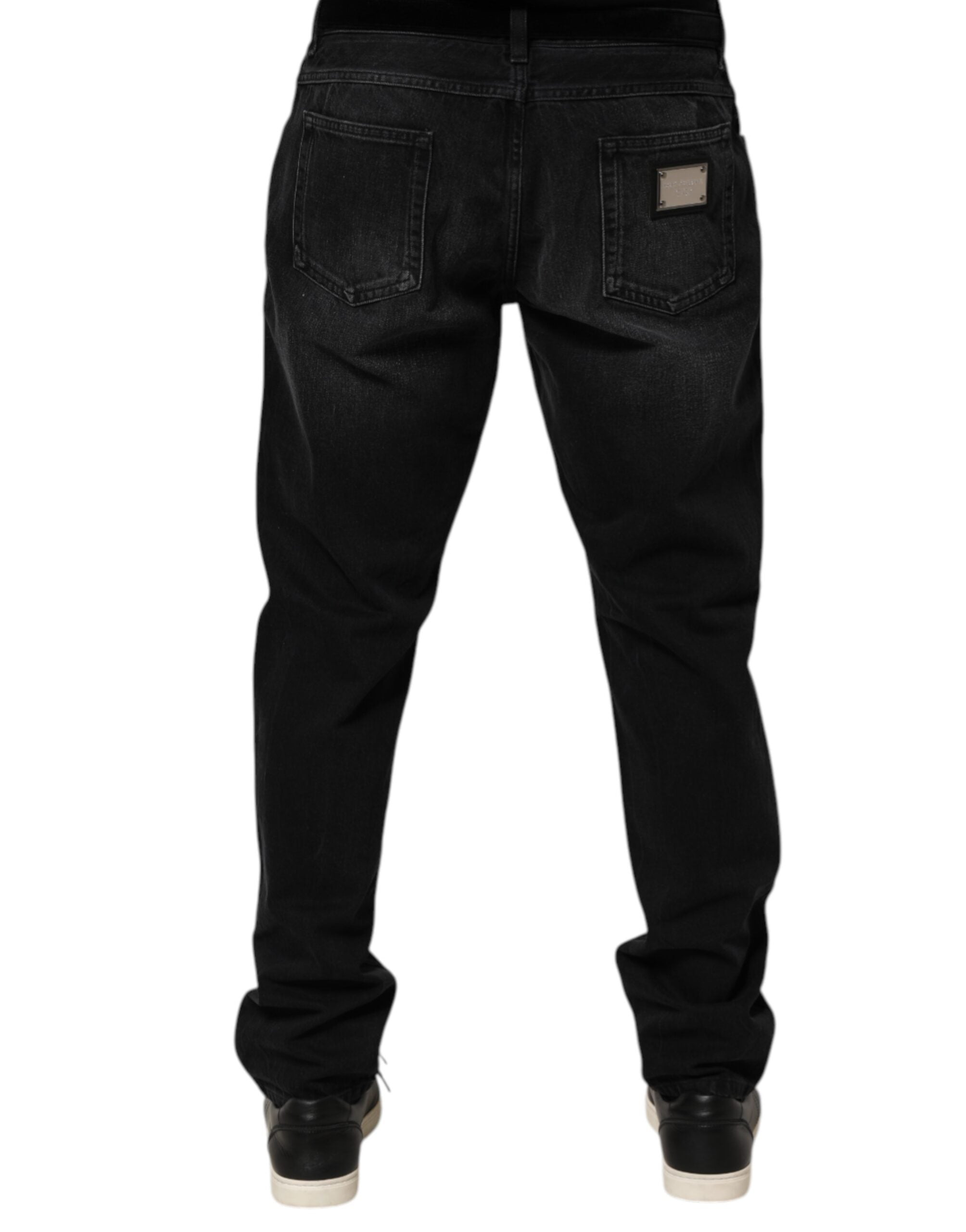 Dolce & Gabbana Black Washed Cotton Skinny Men Denim Jeans Dolce & Gabbana