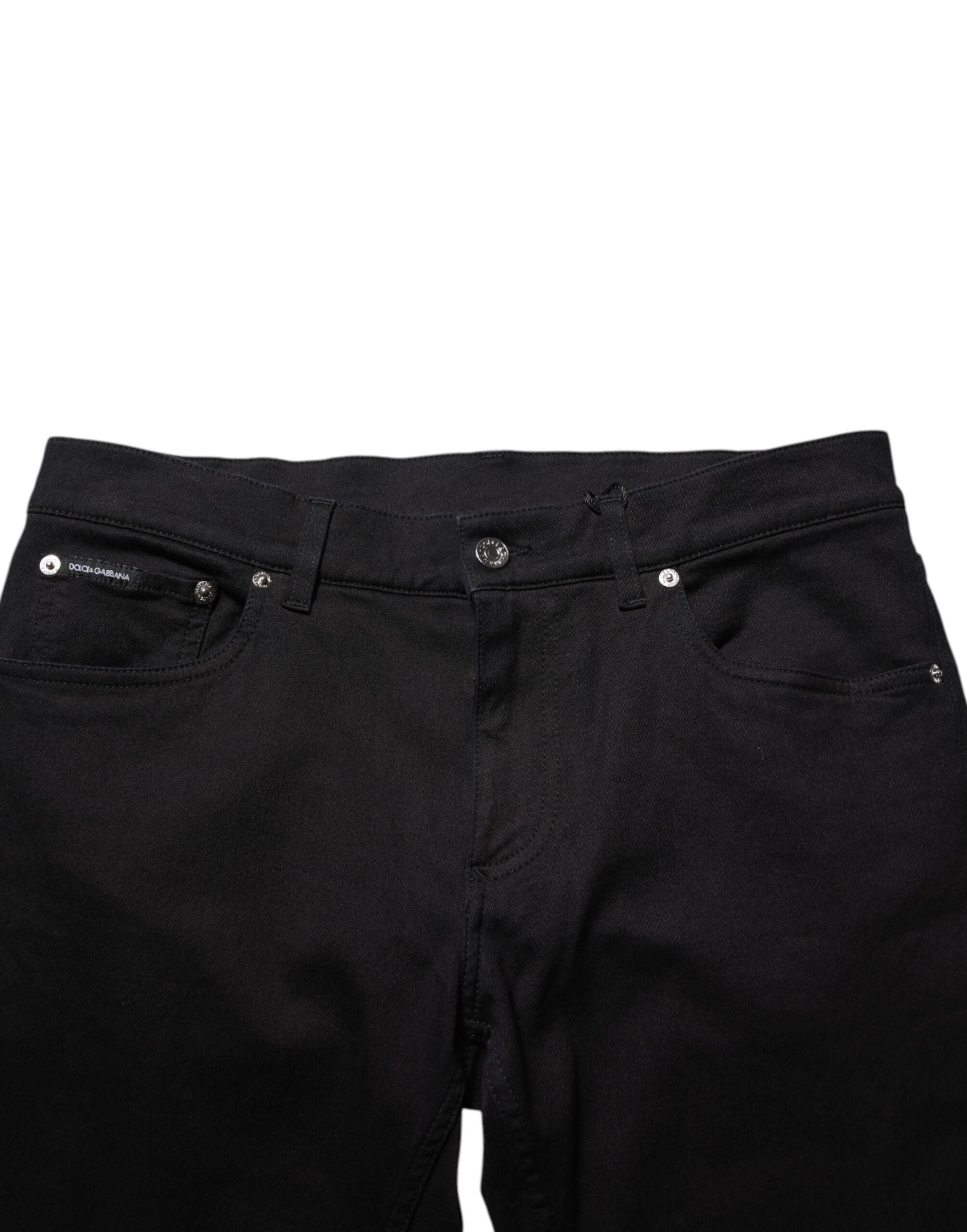 Dolce & Gabbana Black Cotton Blend Skinny Men Trouser Pants Dolce & Gabbana
