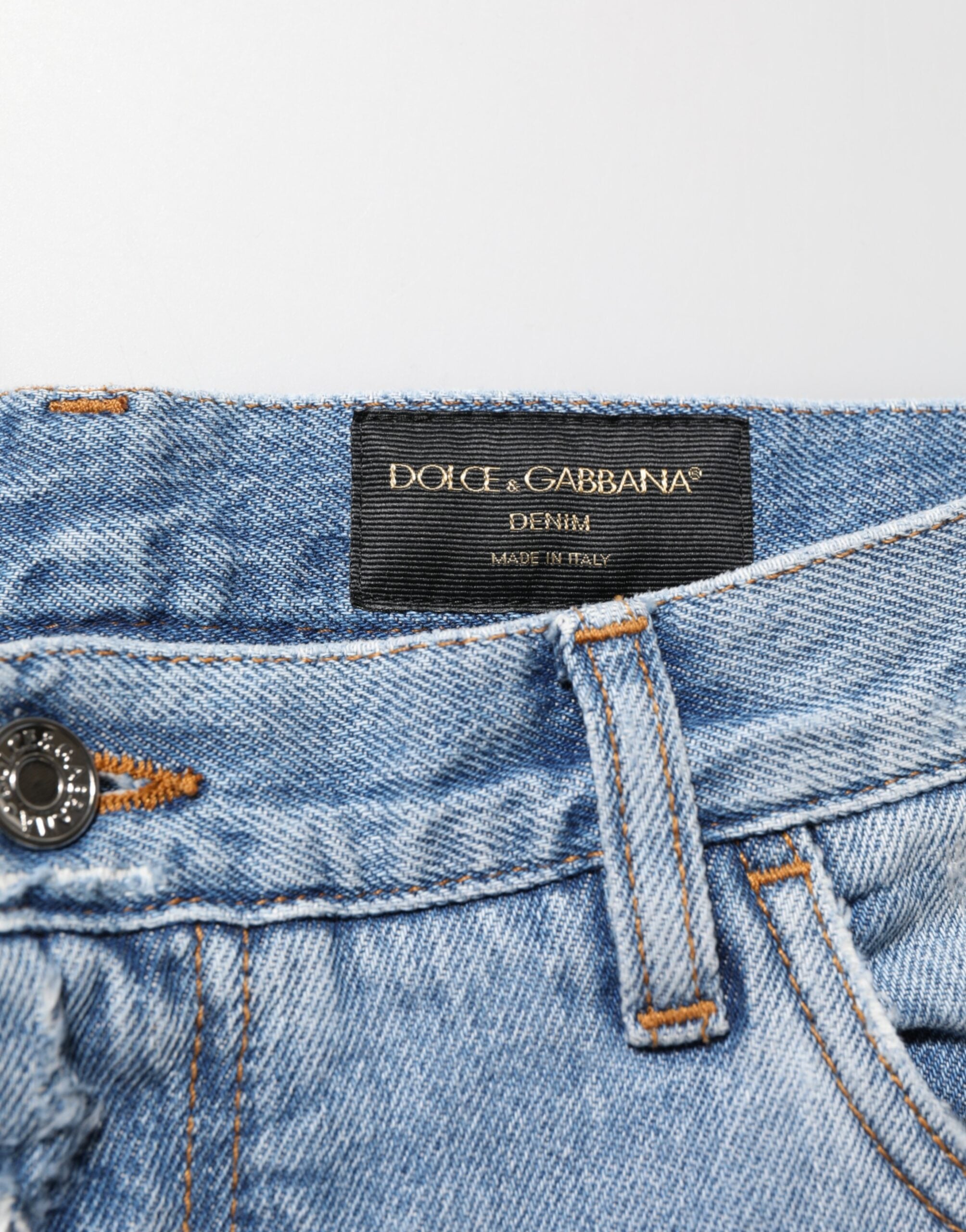 Dolce & Gabbana Blue Distressed Ripped Denim Pants Jeans Dolce & Gabbana