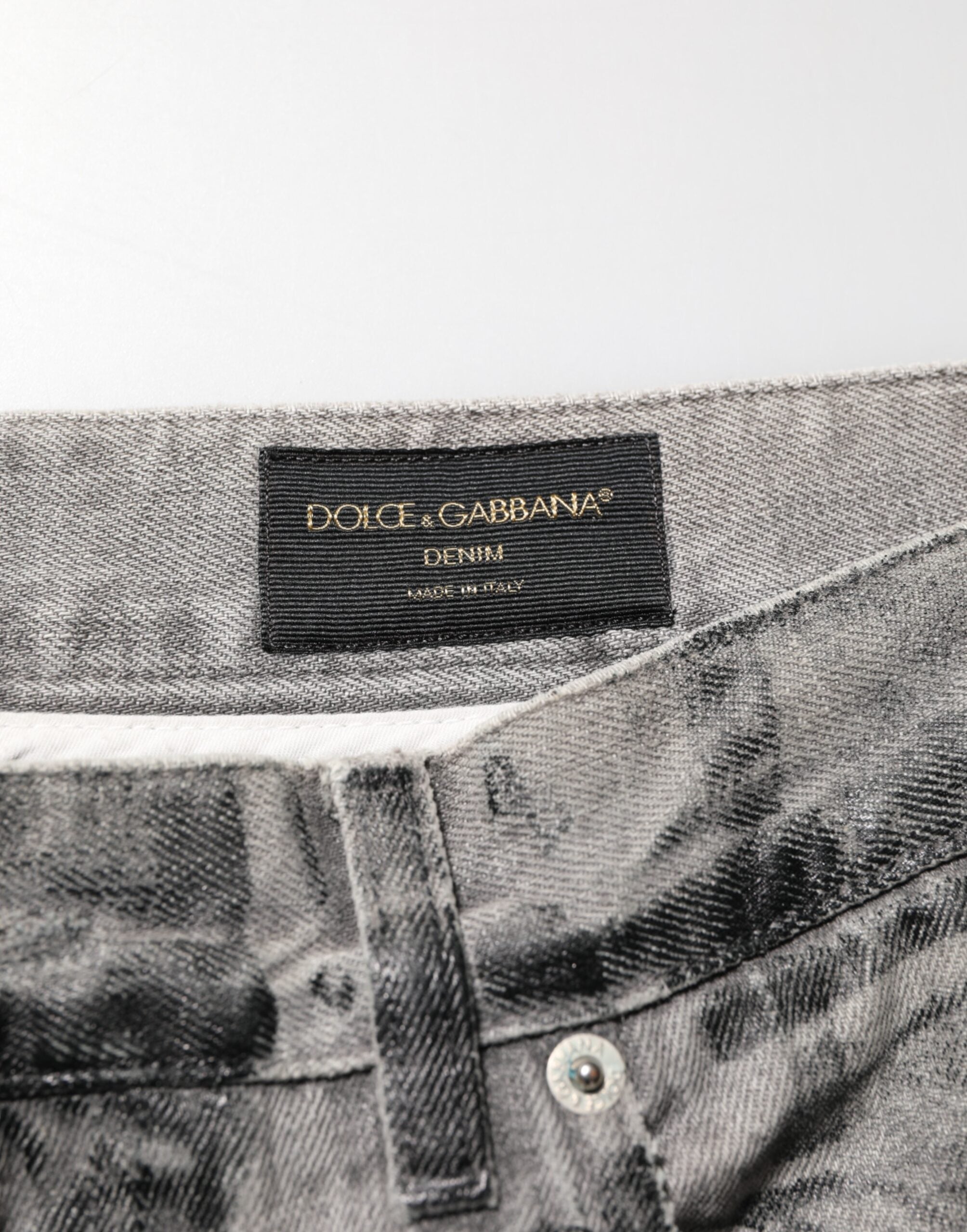 Dolce & Gabbana Black Grey Graphic Print Denim Pants Jeans Dolce & Gabbana