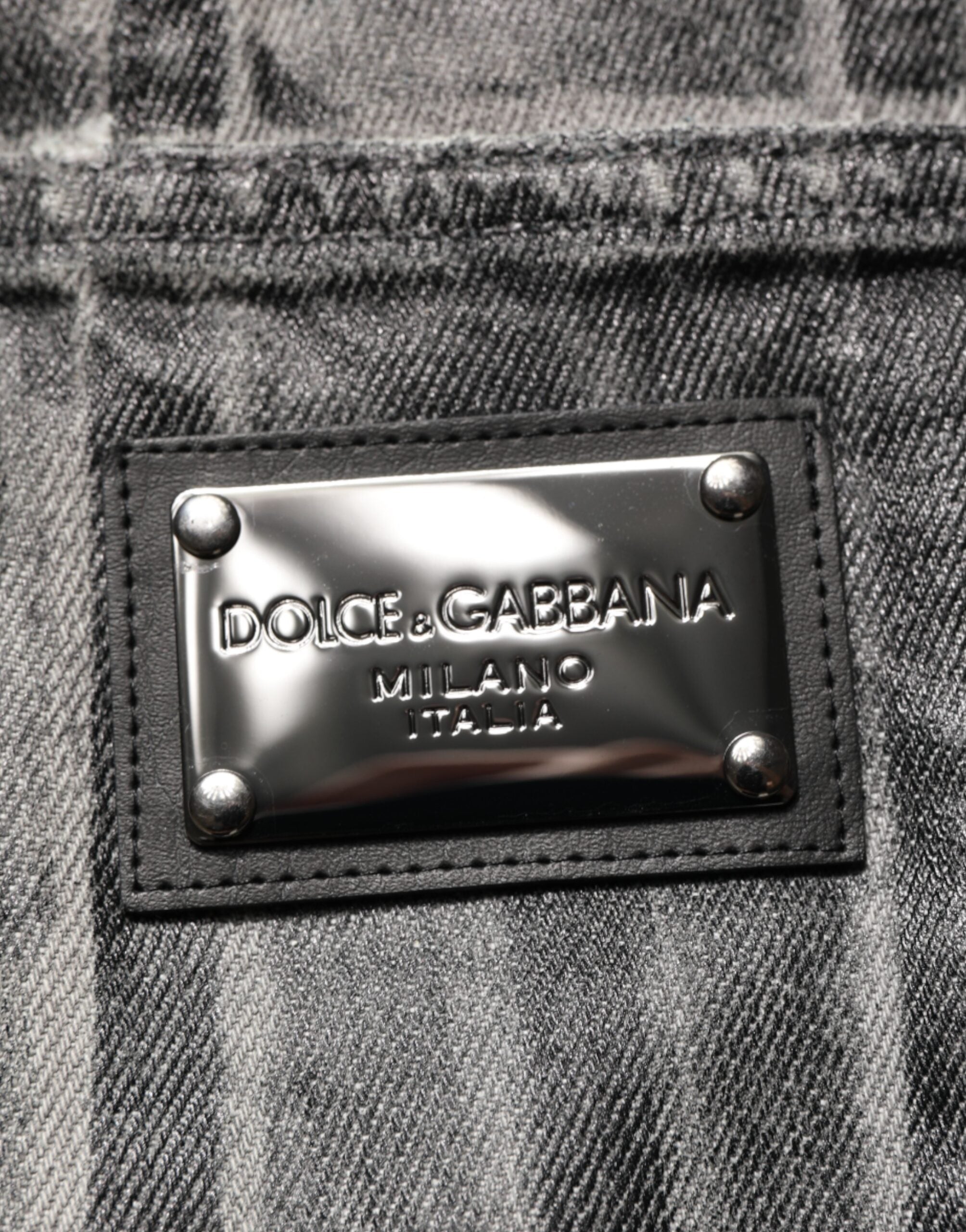 Dolce & Gabbana Black Grey Graphic Print Denim Pants Jeans Dolce & Gabbana