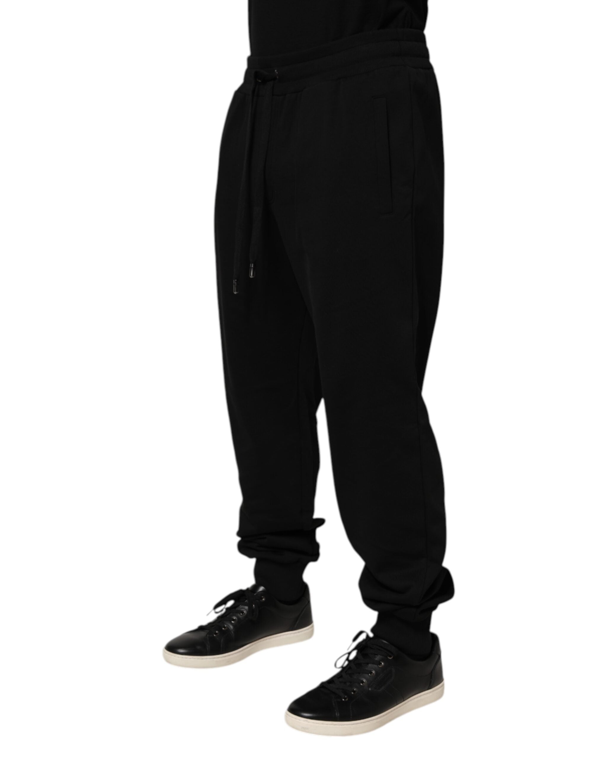 Dolce & Gabbana Black Cotton Drawstring Logo Sweatpants Pants Dolce & Gabbana