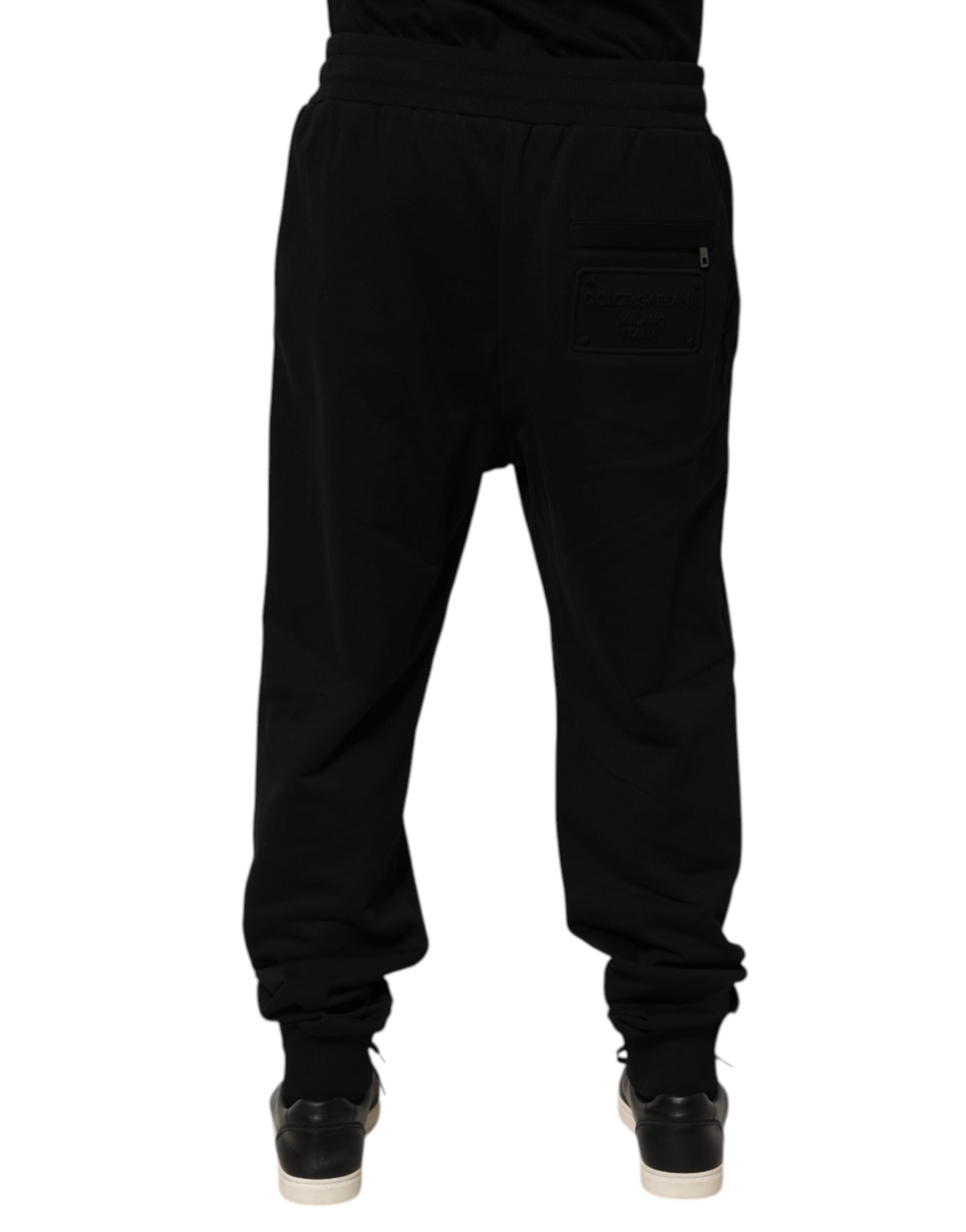 Dolce & Gabbana Black Cotton Drawstring Logo Sweatpants Pants Dolce & Gabbana